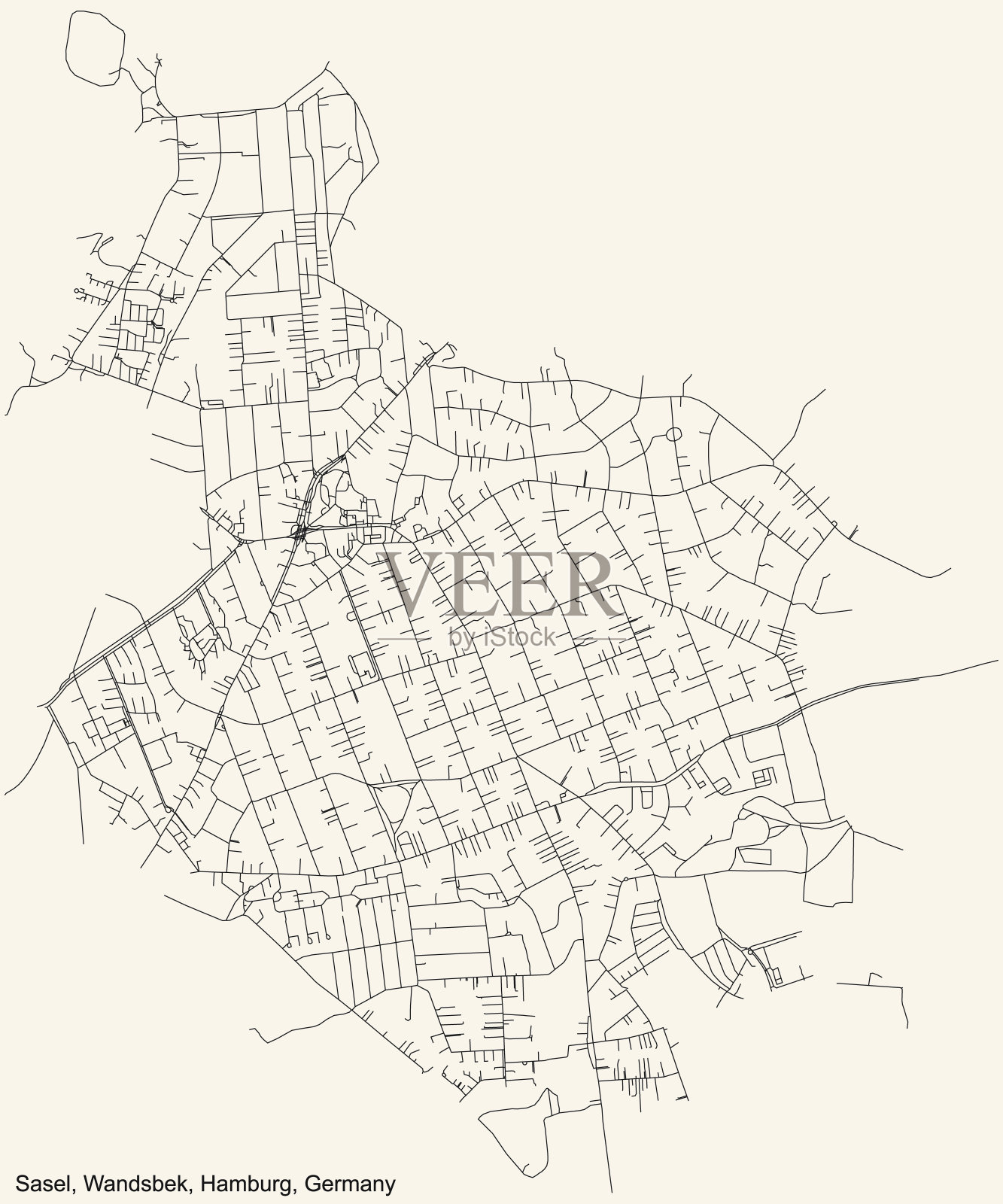 旺兹贝克区(贝西尔克)萨塞尔区街道道路图插画图片素材