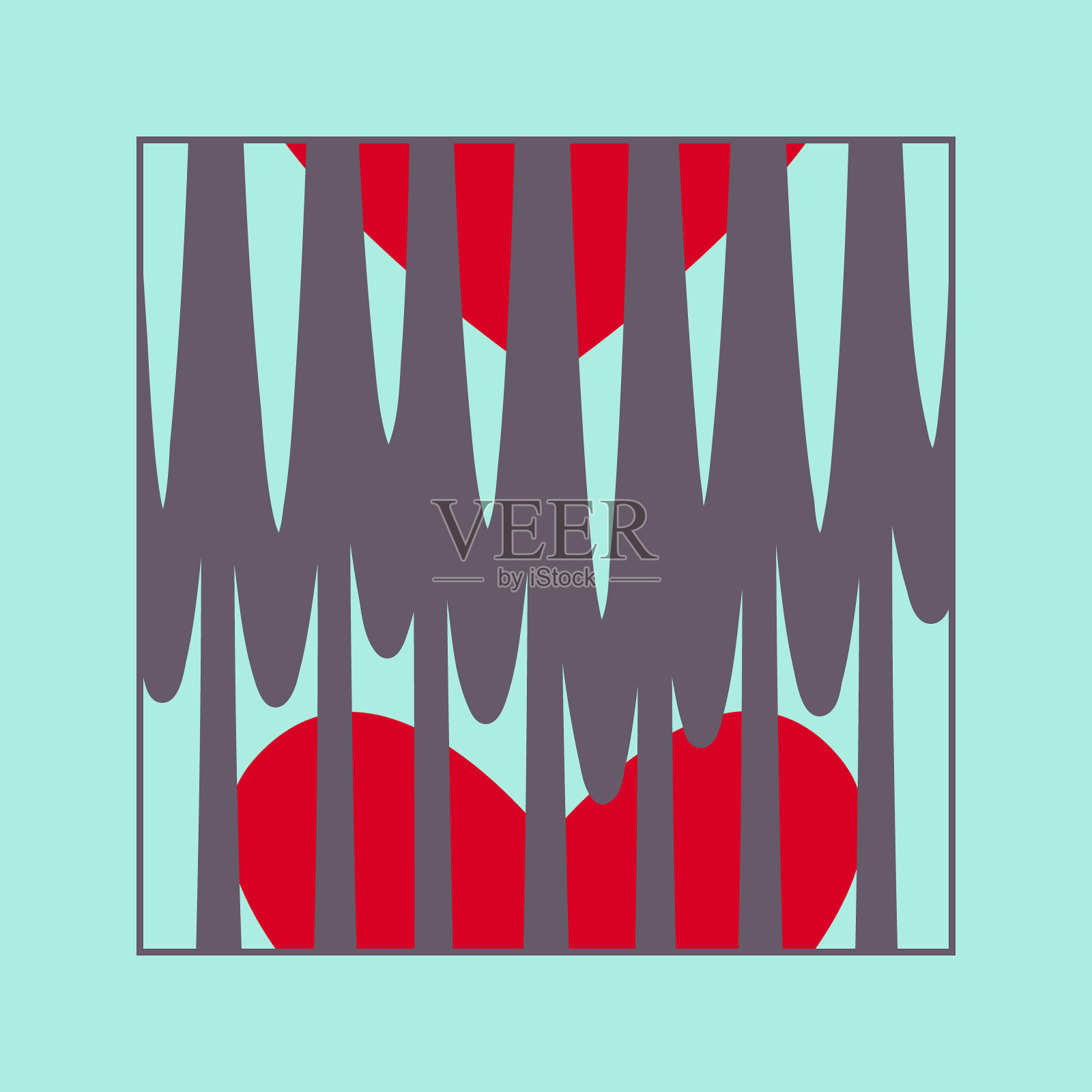 爱心概念抽象极简主义海报，灰色，红色。艺术几何艺术品。蓝色的海洋背景很容易改变。向量插画图片素材