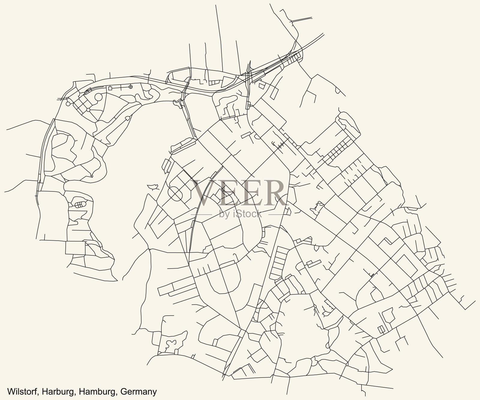Harburg区Wilstorf区街道道路图(bezirk)插画图片素材