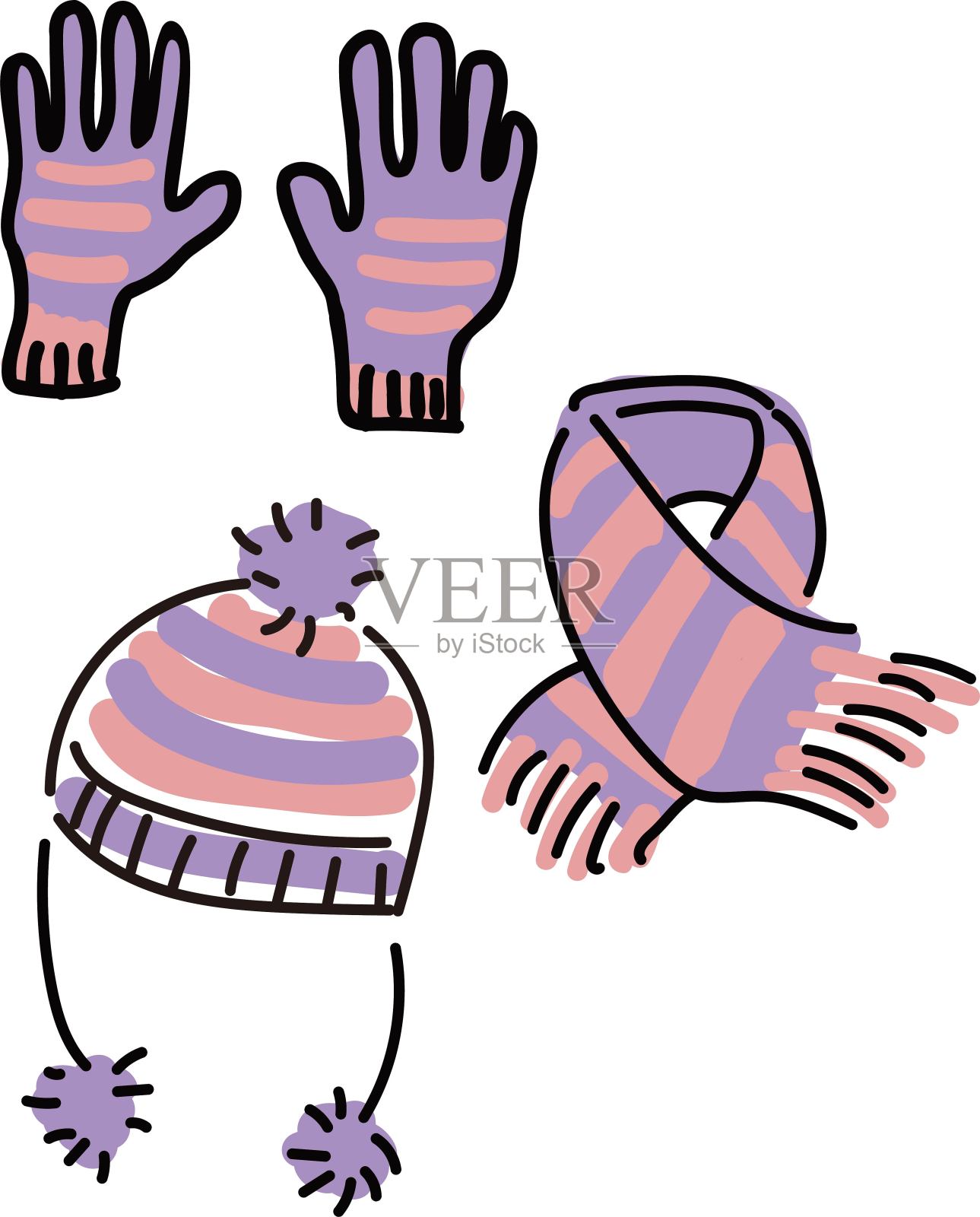 手套，帽子和围巾的插图设计元素图片