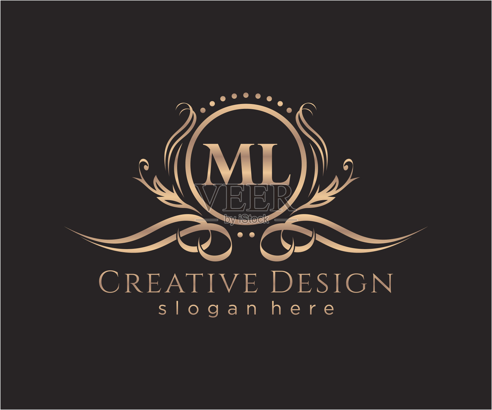 初始ml美丽的字母和优雅的标志设计插画图片素材