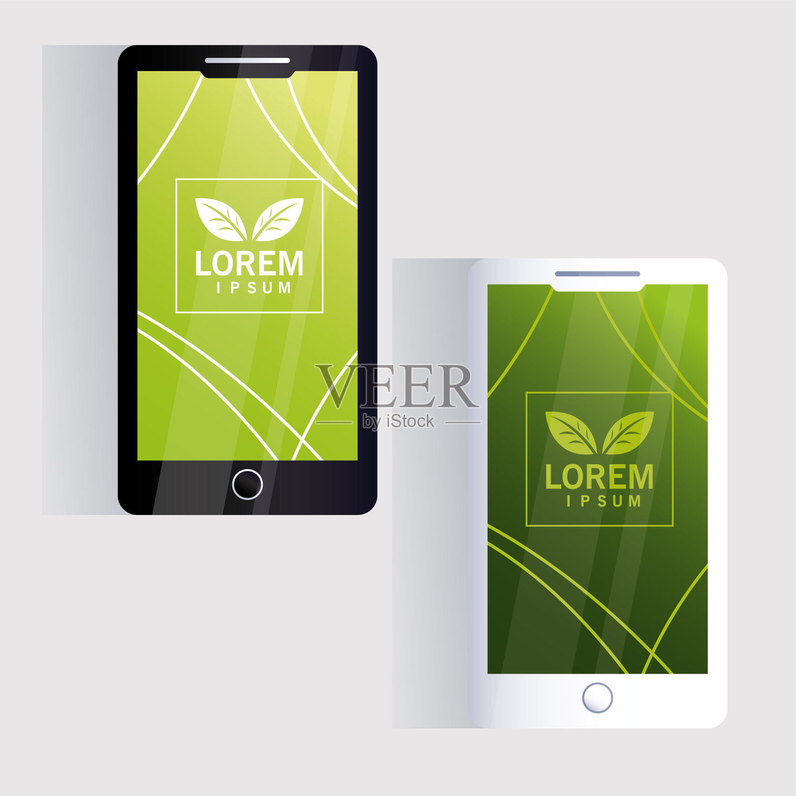 智能手机企业身份模板上的白色插画图片素材