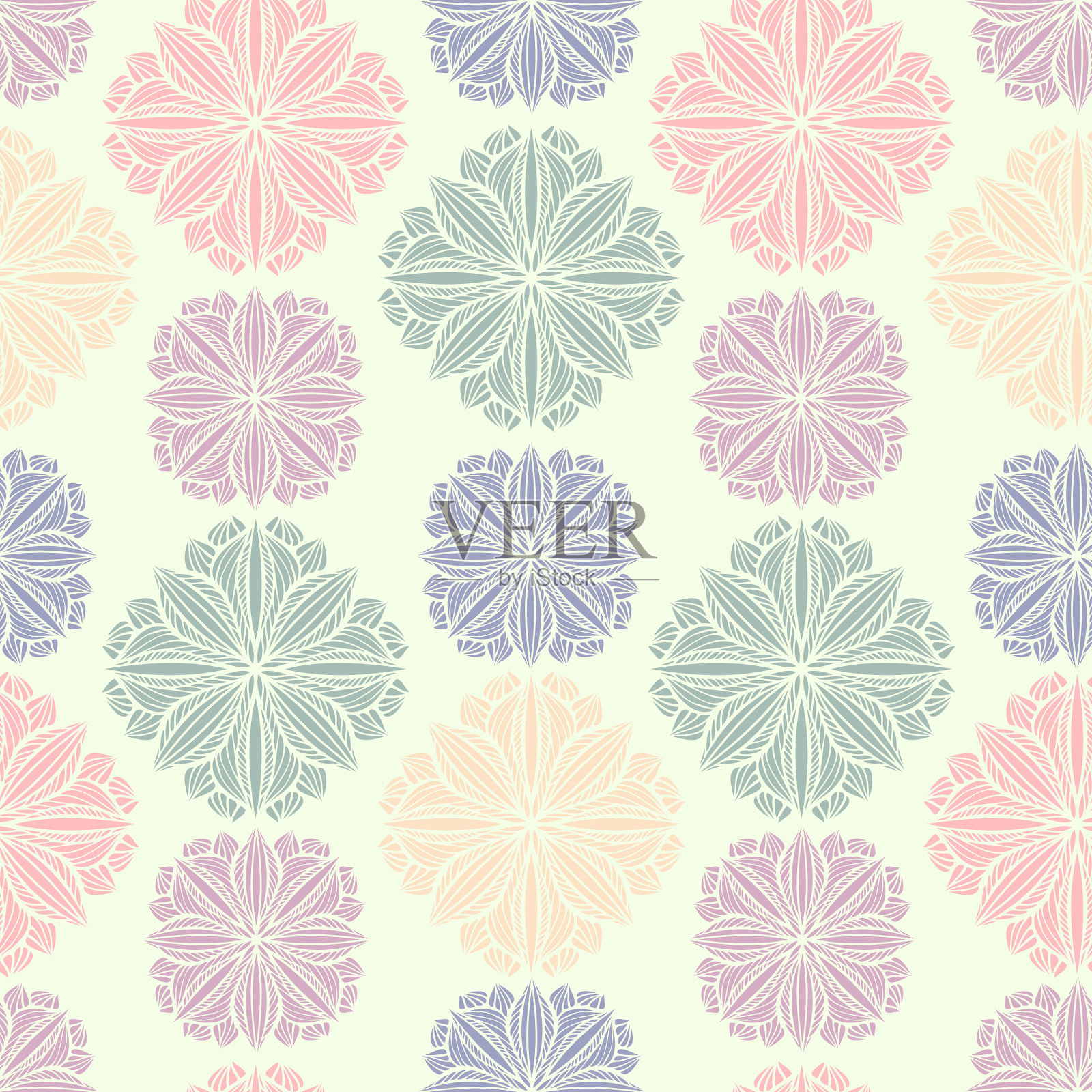 无缝图案，色彩鲜艳的花卉设计插画图片素材