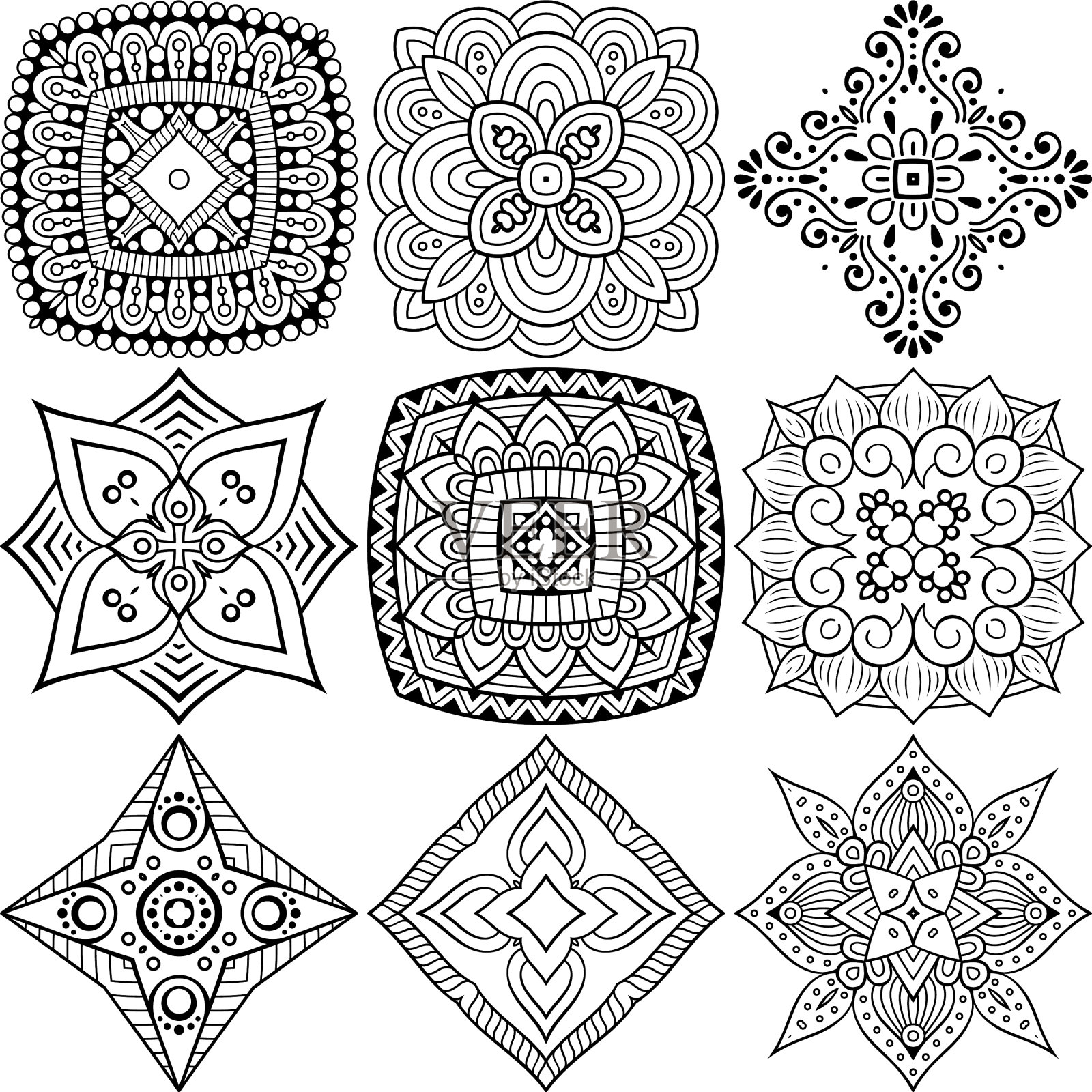 设置圆形装饰图案曼荼罗图标素材