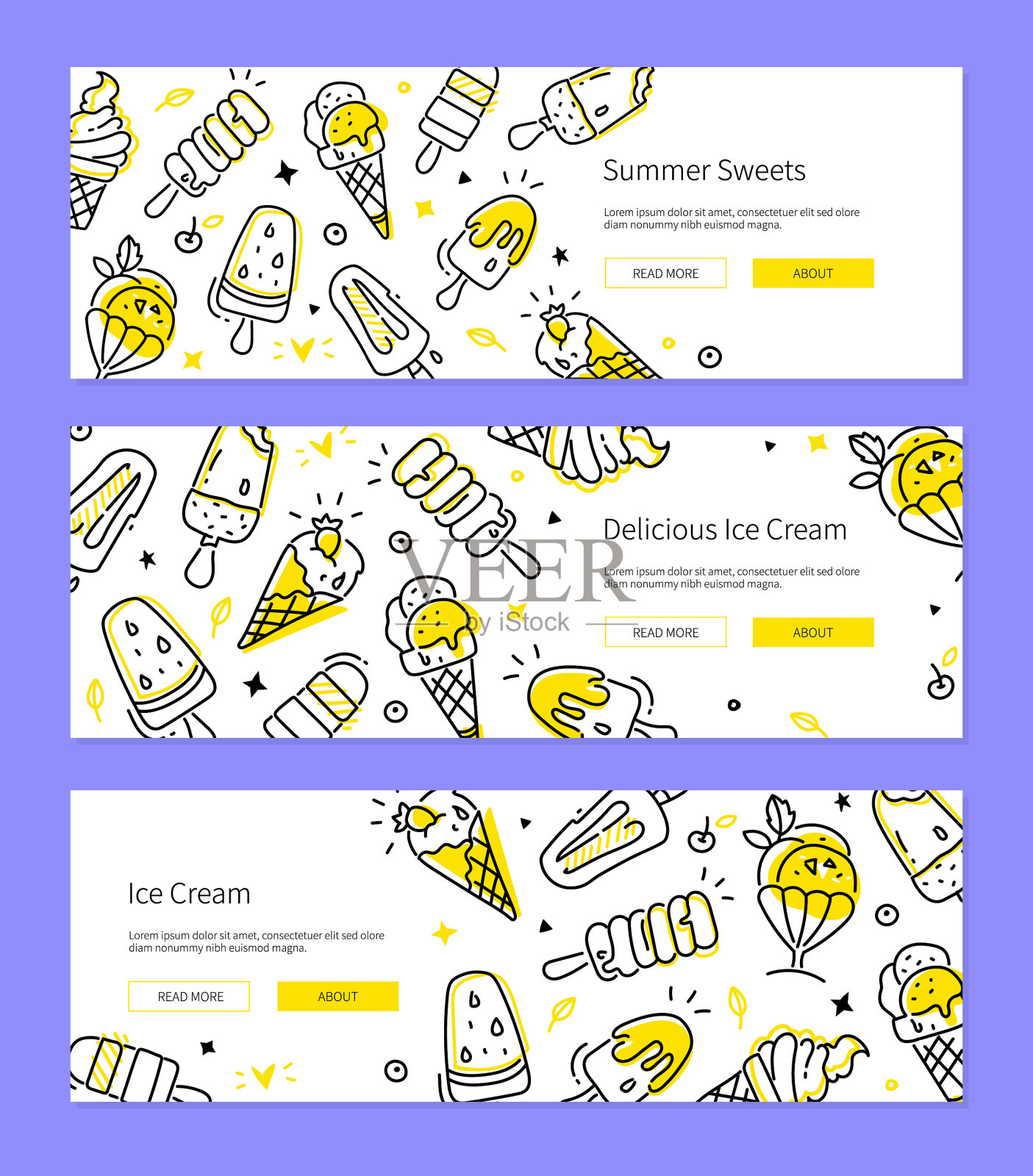 夏日糖果系列设计风格横幅设计模板素材
