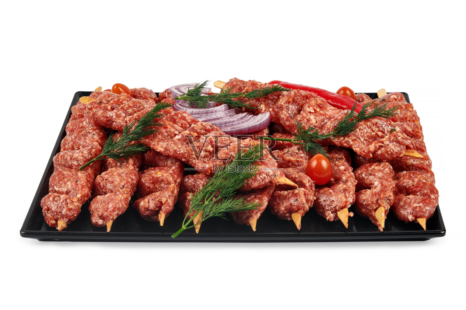 生腌肉糜孤立在白色照片摄影图片