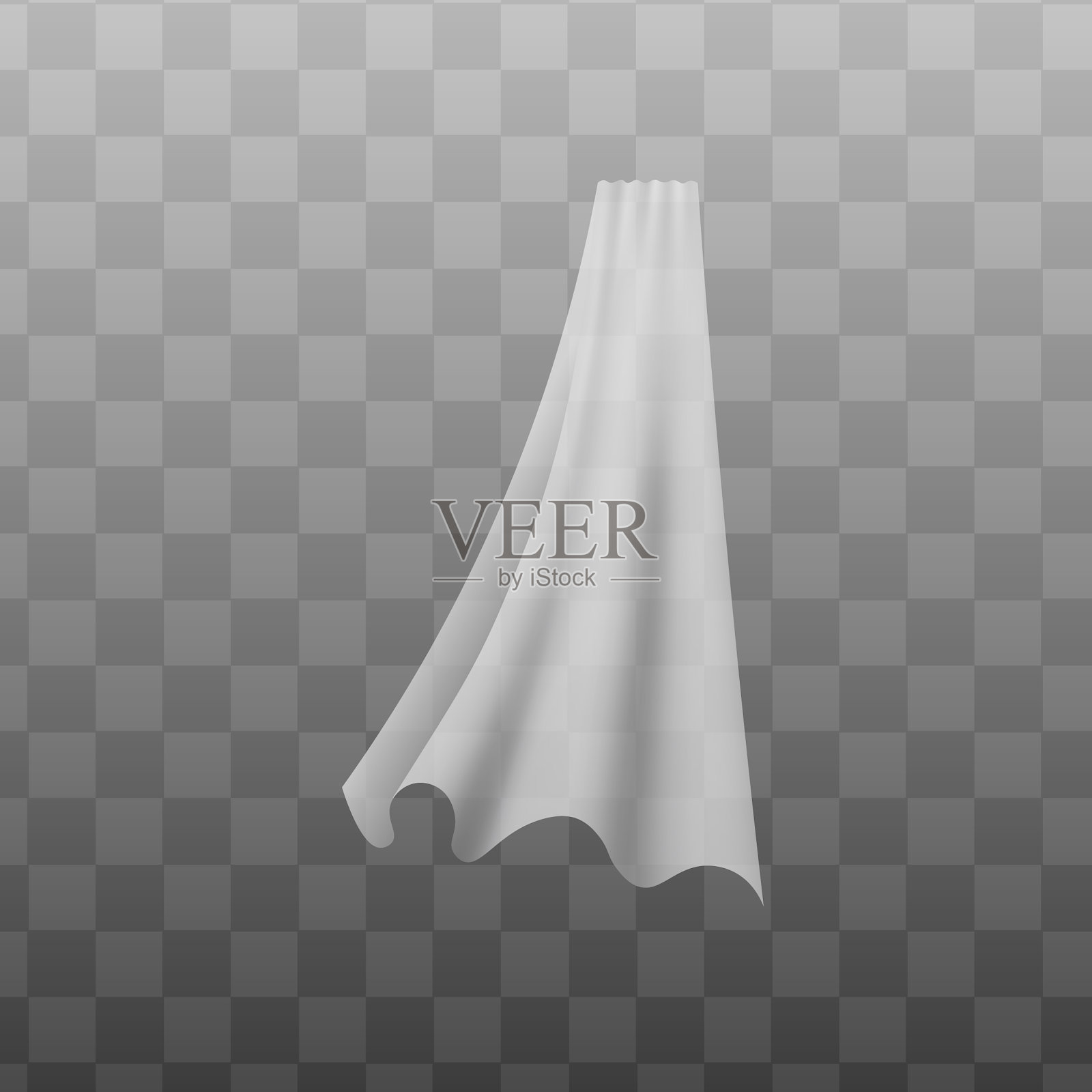 逼真的白色悬挂窗帘在光吹插画图片素材