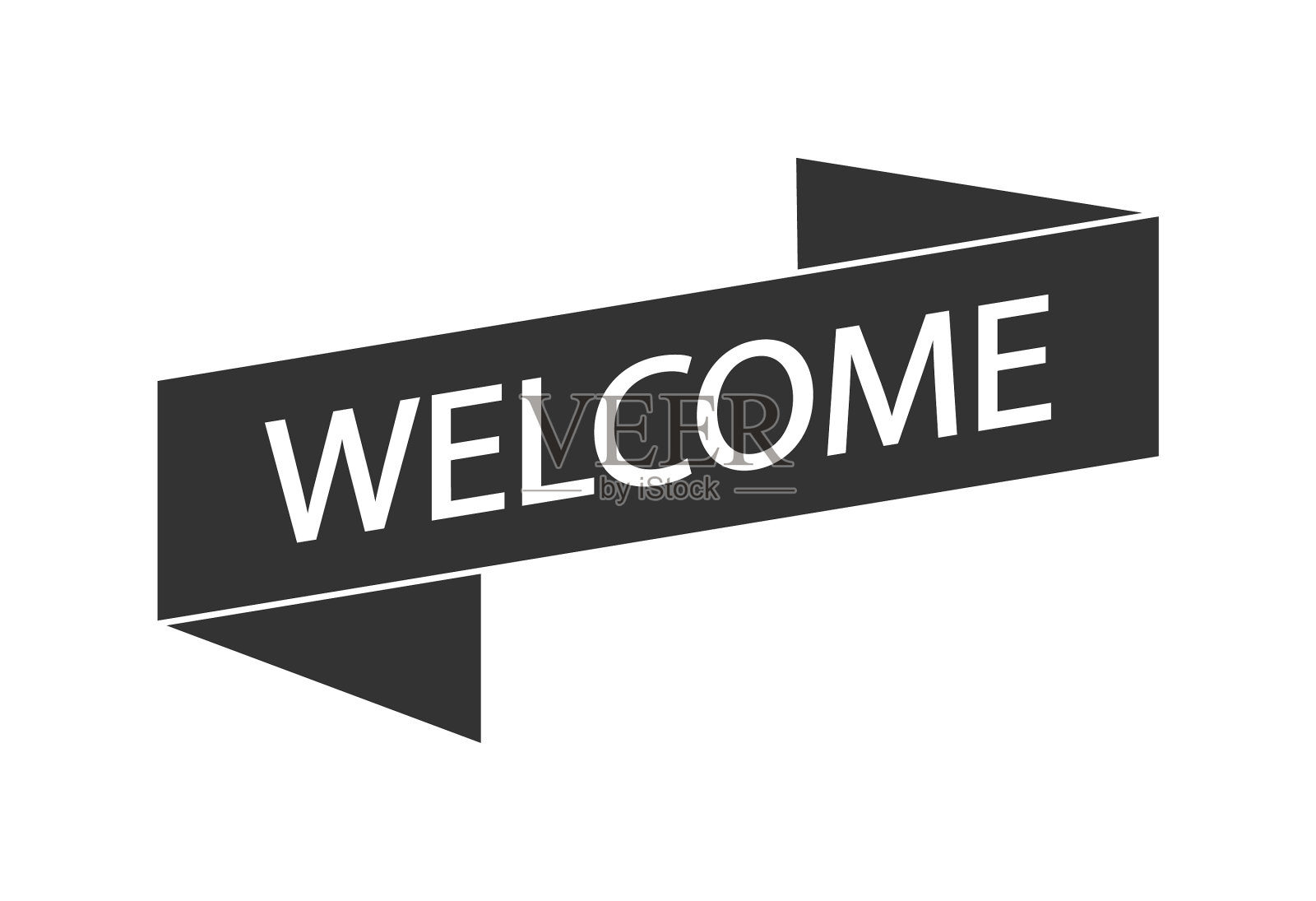 丝带与文字欢迎横幅贴纸设计元素图片