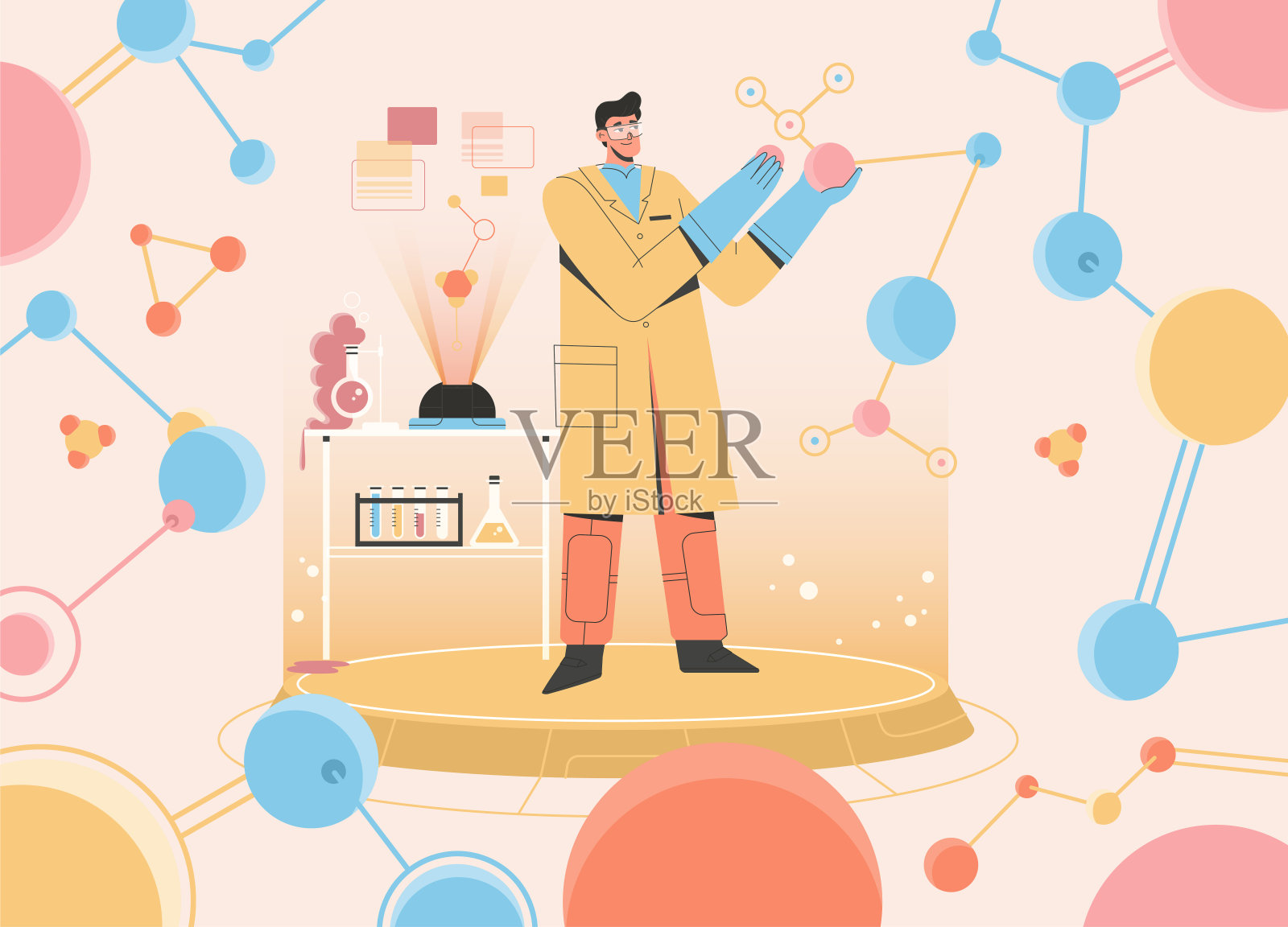 科学家在实验室里做科学实验插画图片素材