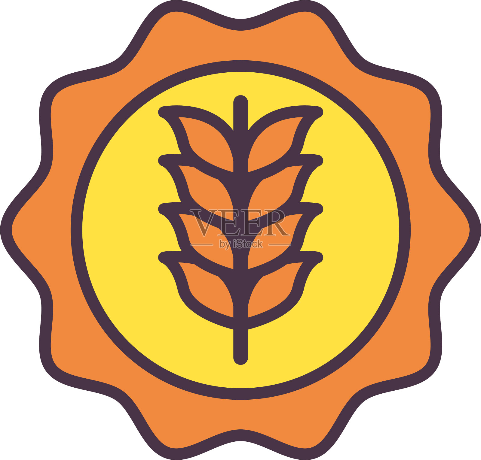 小麦穗在印章邮票线和填充样式图标设计元素图片