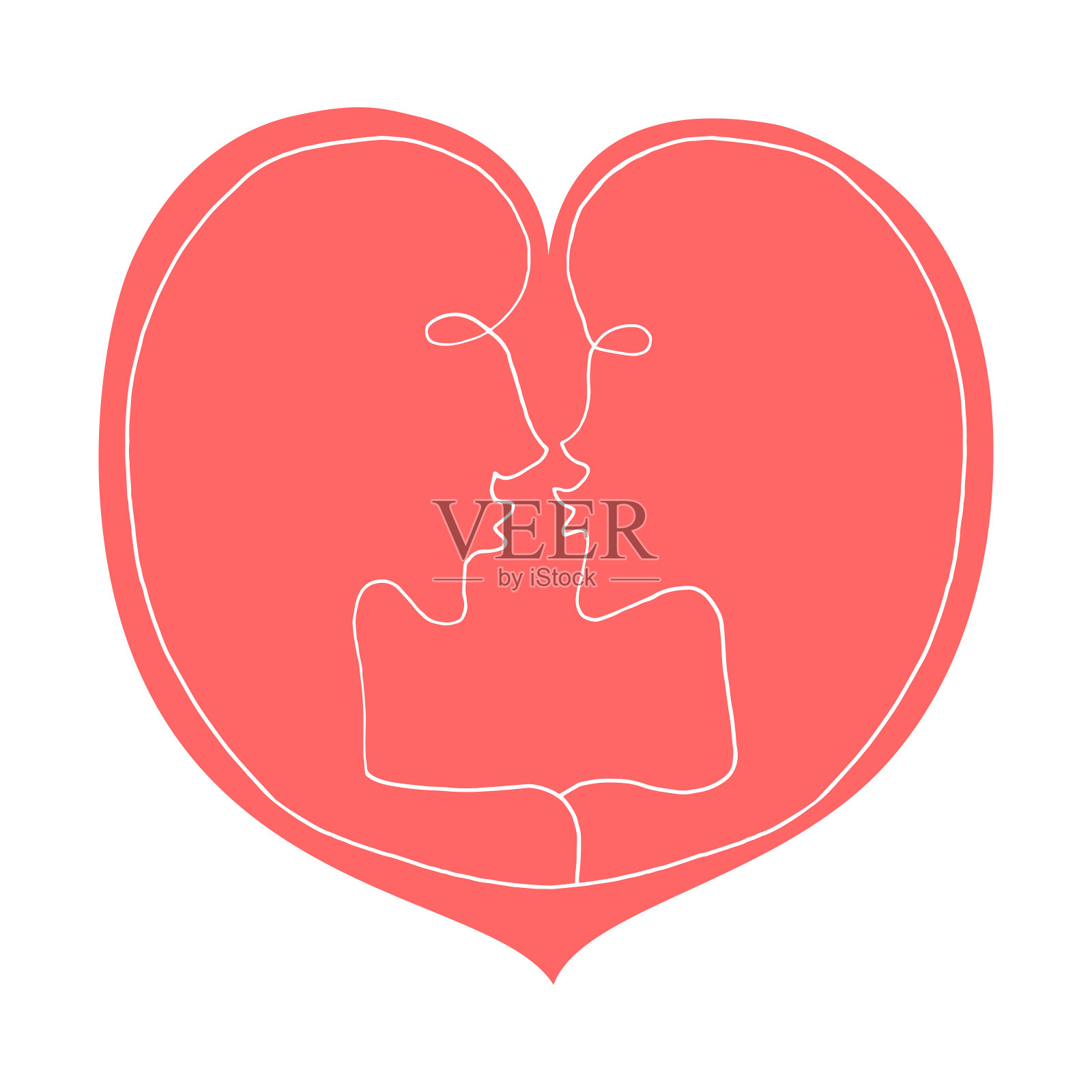 情侣之吻抽象线条矢量图（情人节，婚礼，广告海报）插画图片素材