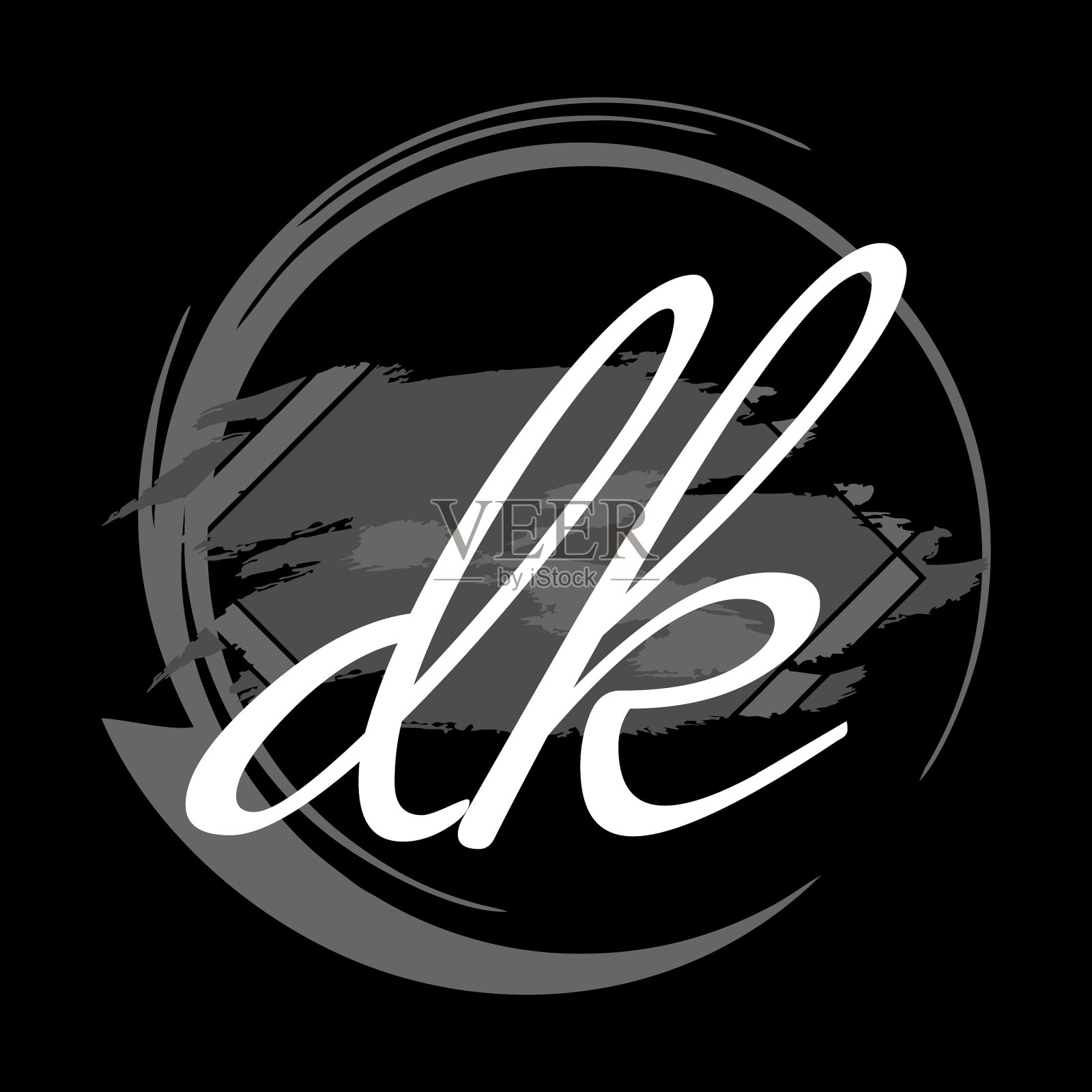 首字母d k现代手写签名标志插画图片素材