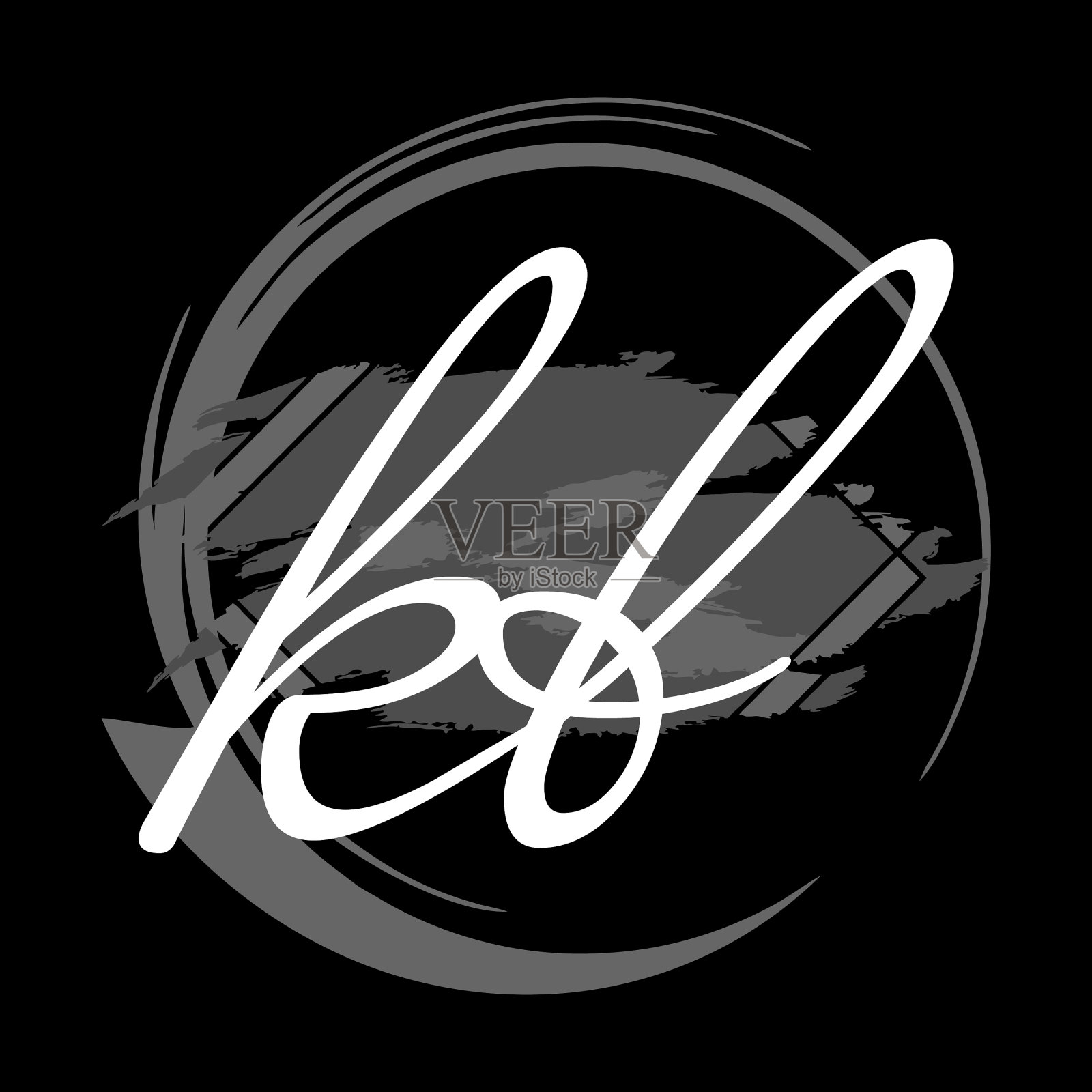 首字母k b现代手写签名标志插画图片素材