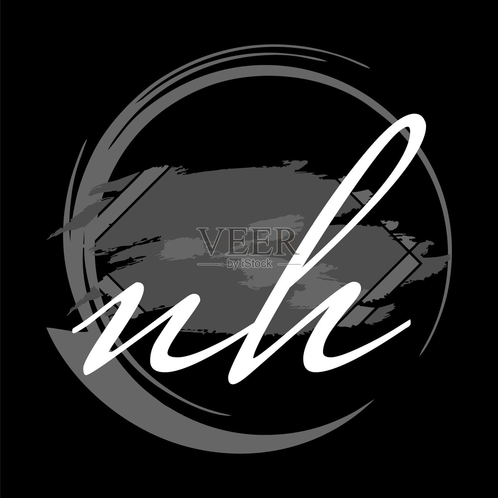 首字母n h现代手写签名标志插画图片素材