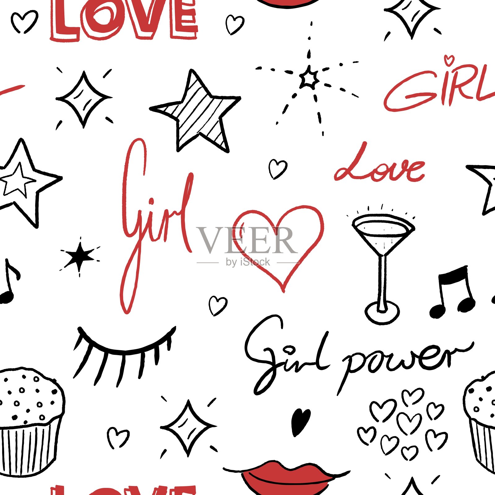 女童动力印花织物插画图片素材