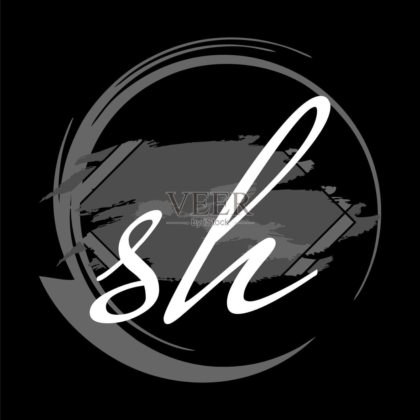 首字母h现代手写签名标志插画图片素材