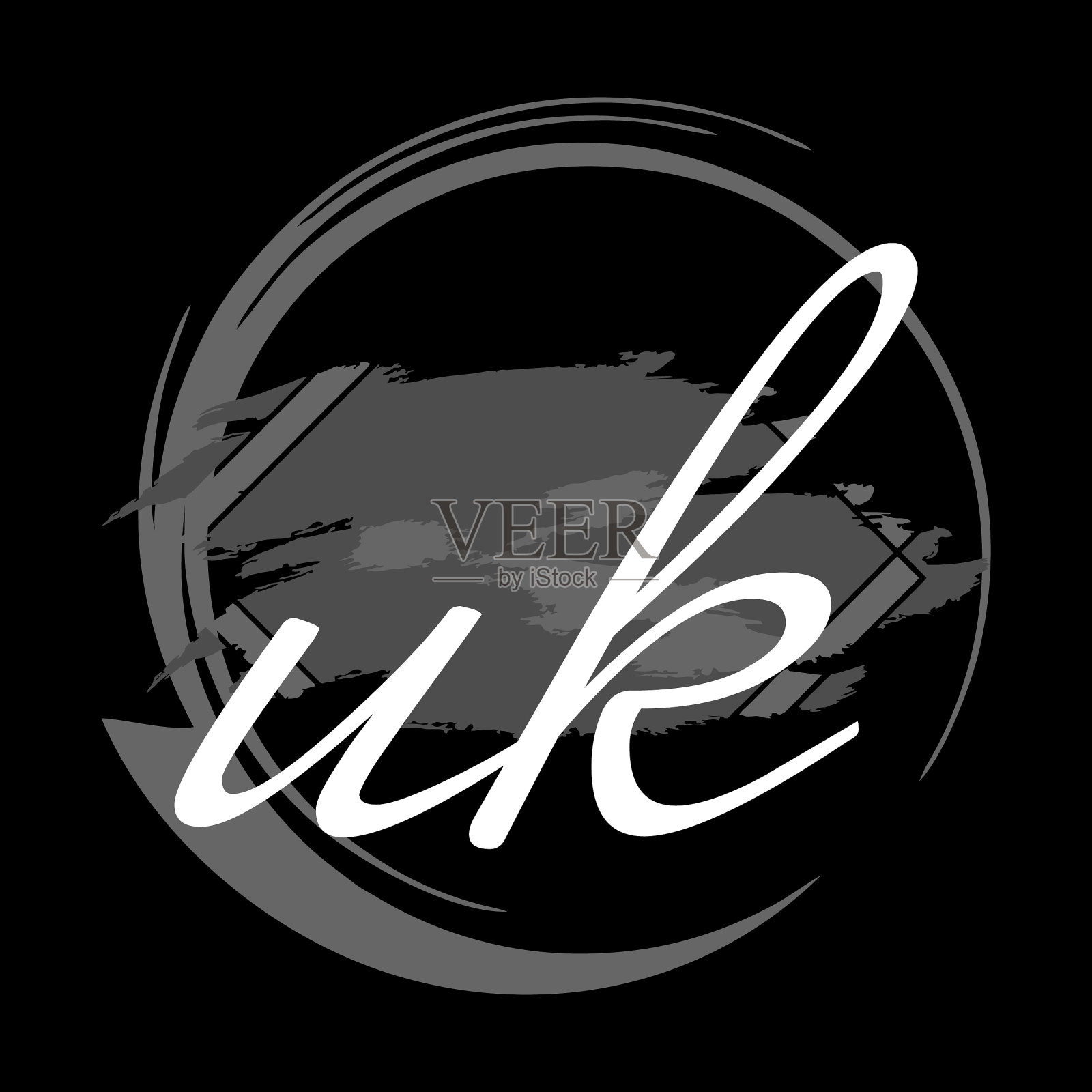 首字母u k现代手写签名标志插画图片素材