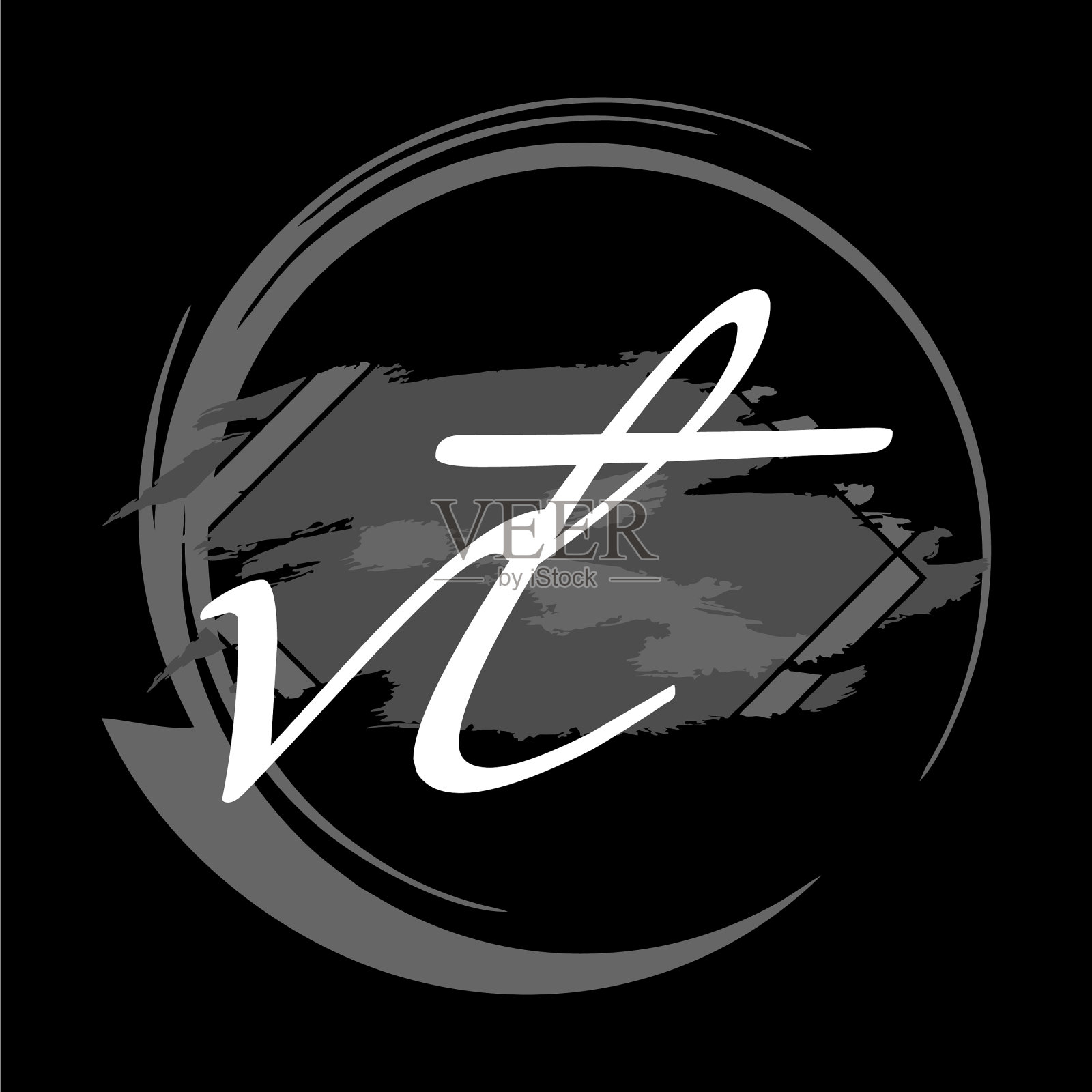 首字母v t现代手写签名标志插画图片素材
