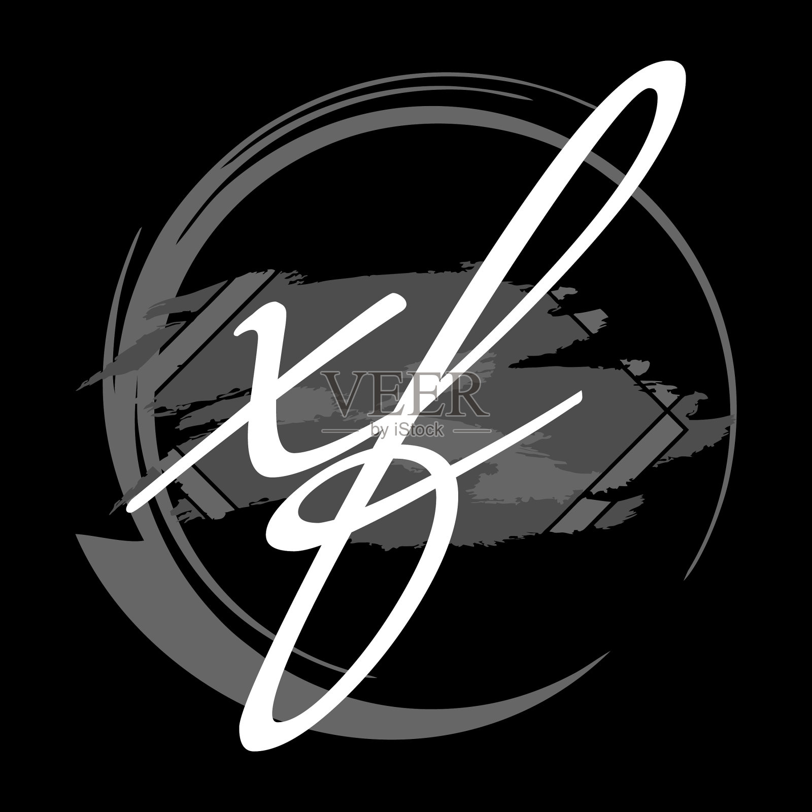 首字母x f现代手写签名标志插画图片素材