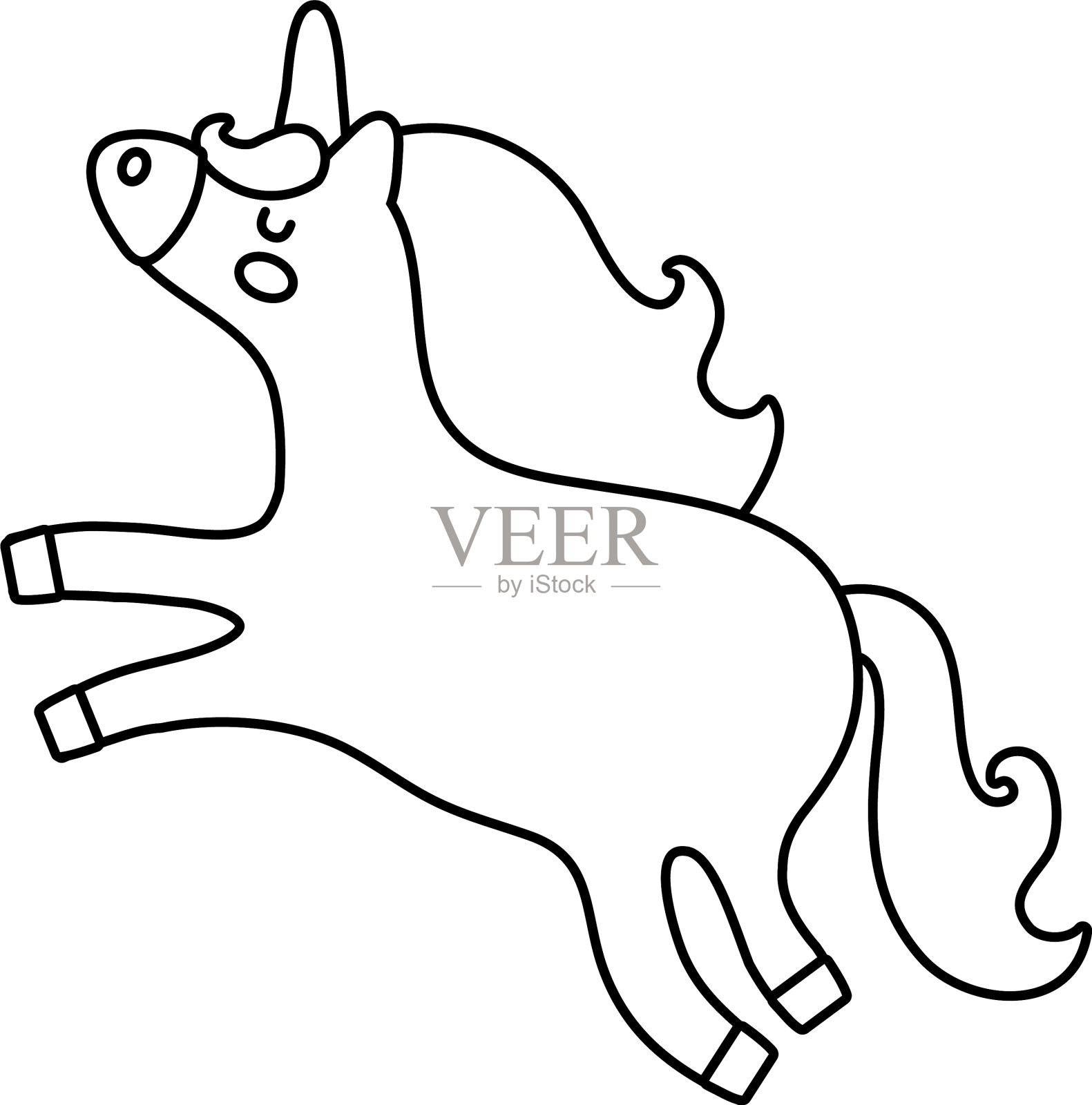 可爱的独角兽魔幻人物线条风格图标设计元素图片