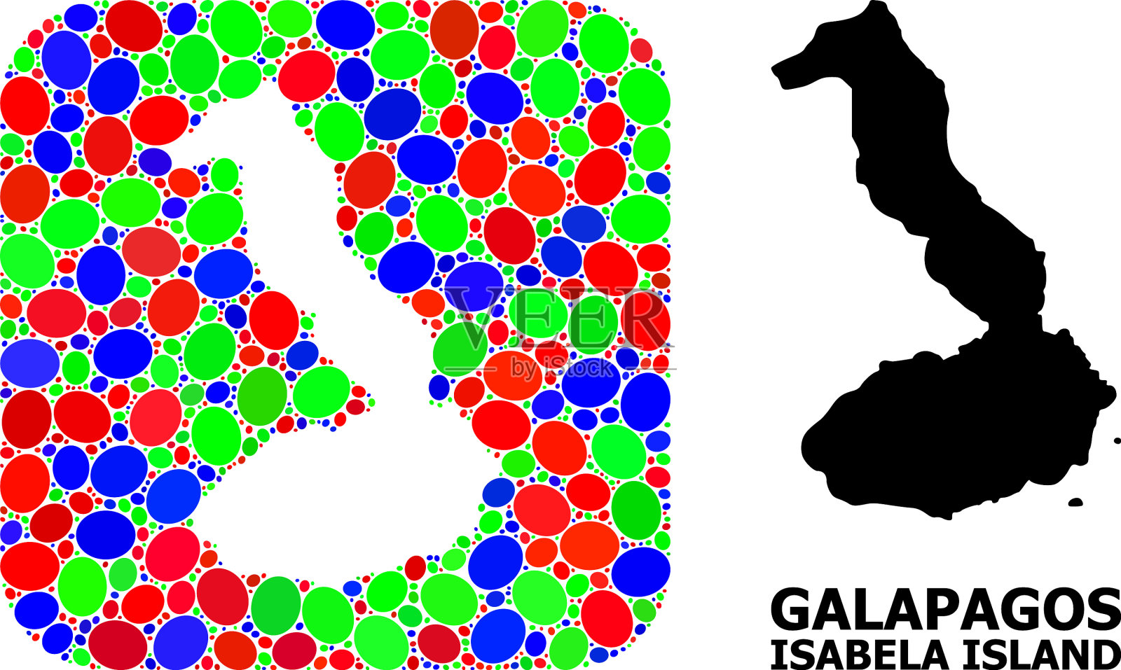 马赛克模板和立体地图加拉帕戈斯群岛插画图片素材