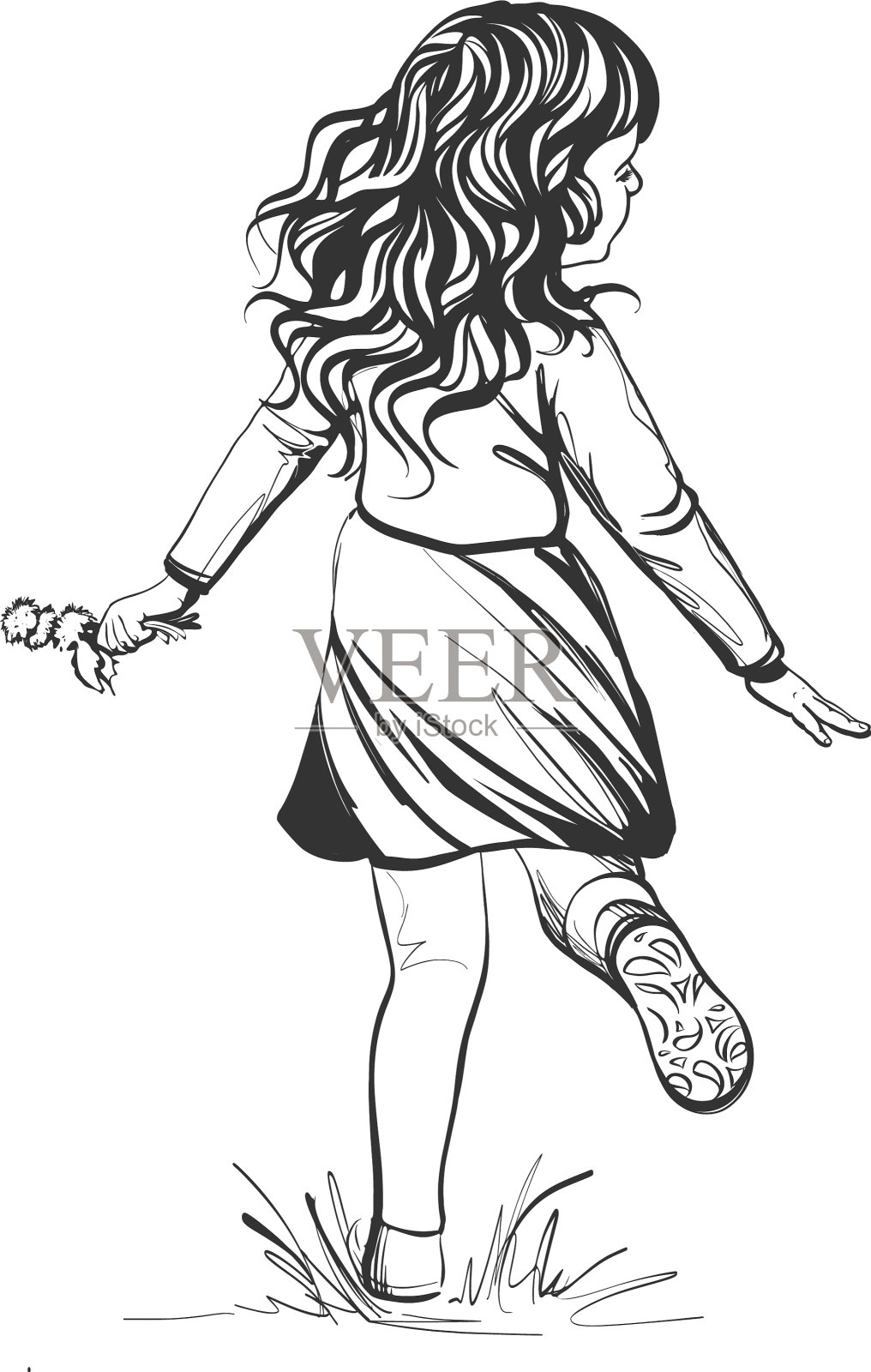 一个小女孩在跳舞设计元素图片