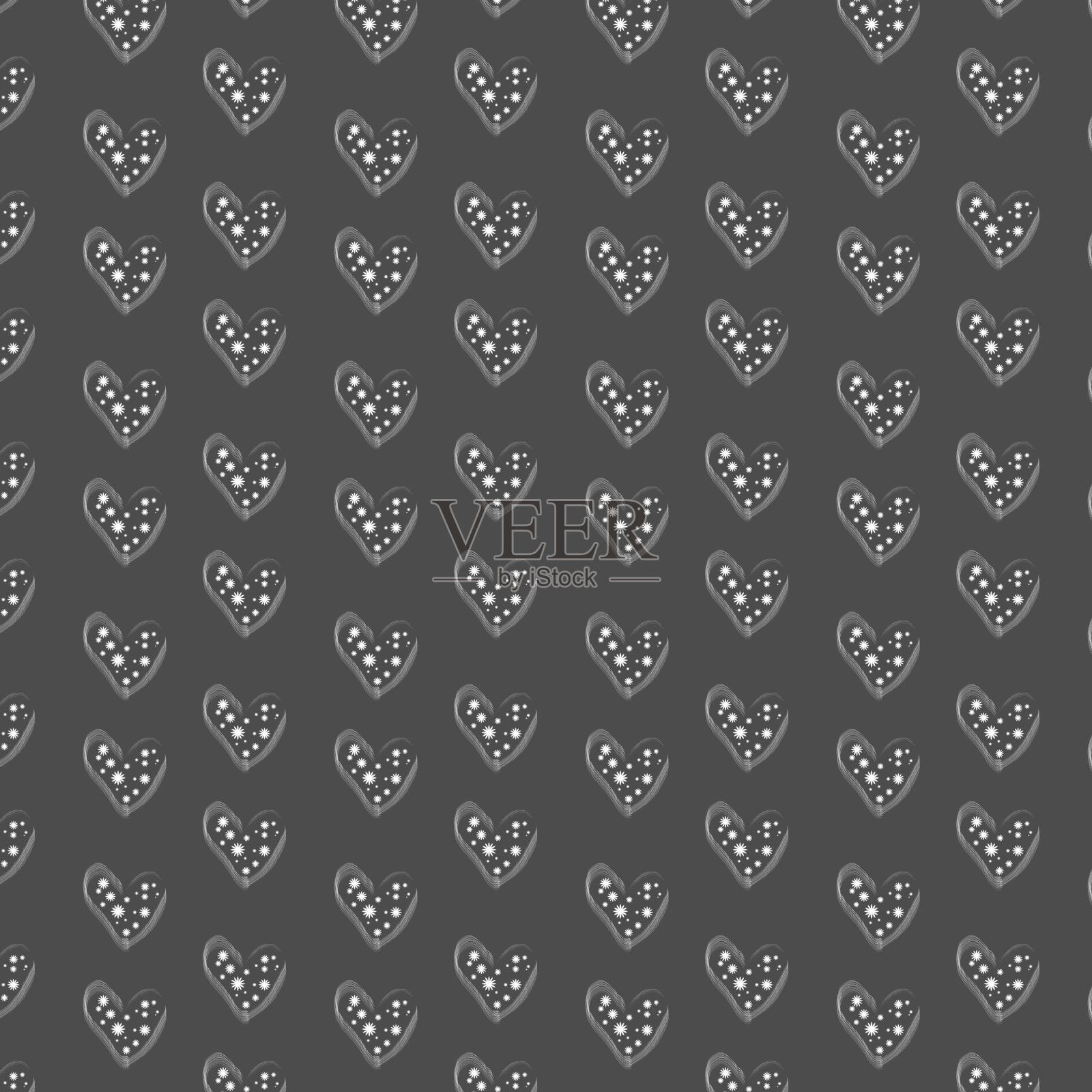 的心。模式。墨心抽象无缝背景、图案，抽象野花心、蒲公英心、细枝心。孤立在灰色背景。垃圾红色的花和植物在一个心在水彩画照片摄影图片