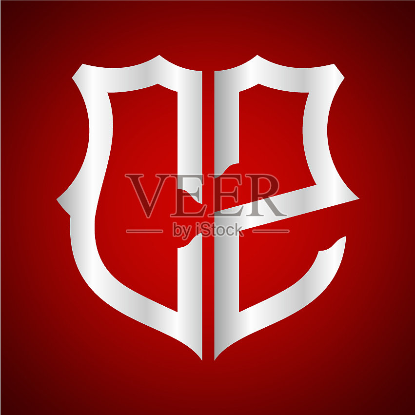 首字母cz盾牌形状与银色插画图片素材