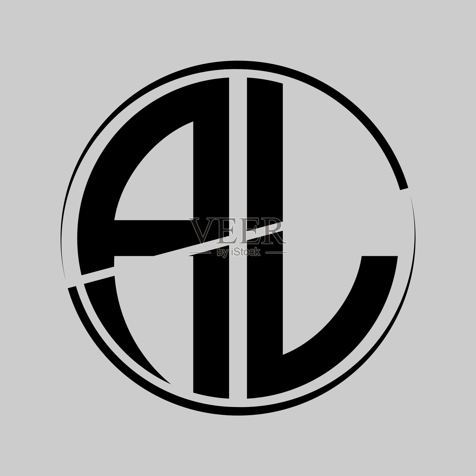 首字母al呈圆形，中间卵裂插画图片素材