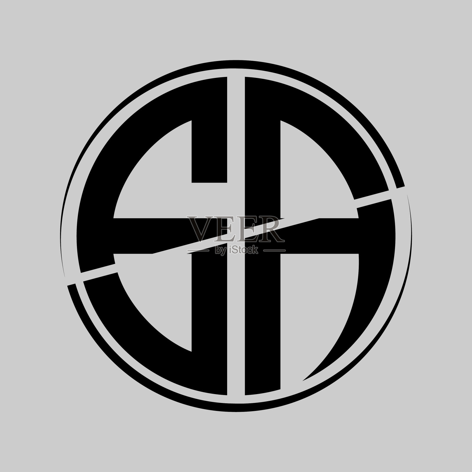 首字母g a呈圆形，中间卵裂插画图片素材