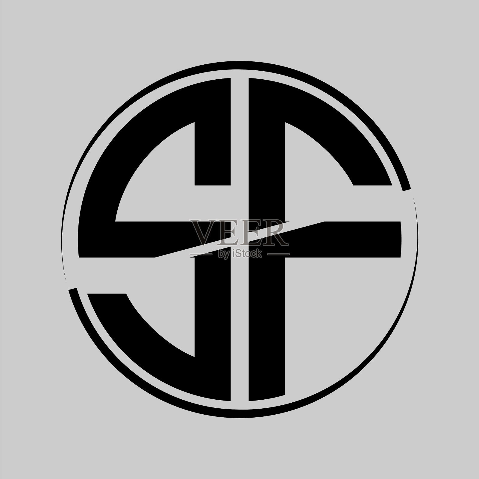 首字母s f呈圆形，中间卵裂插画图片素材