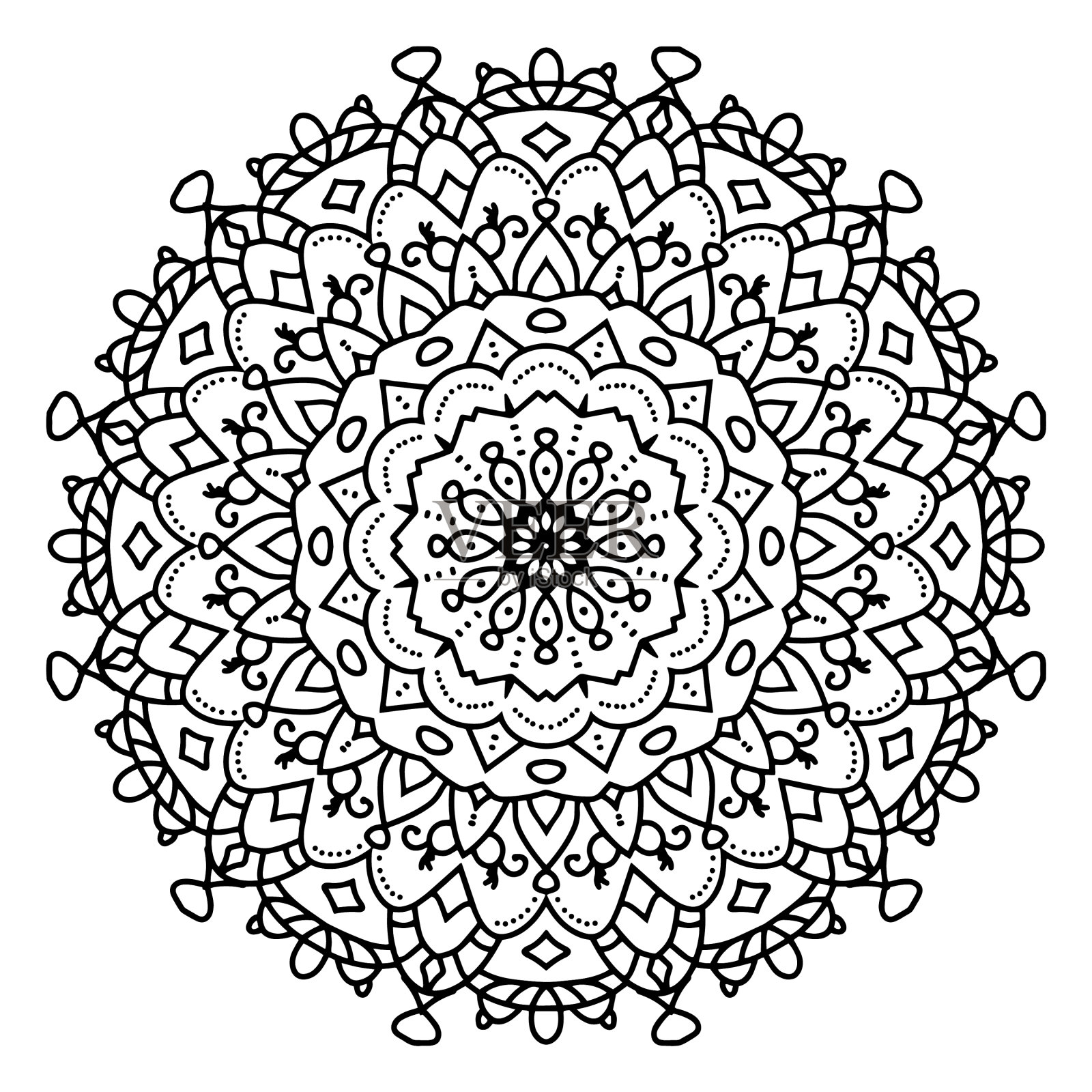 圆形图案的形式曼荼罗为指甲花meh设计元素图片