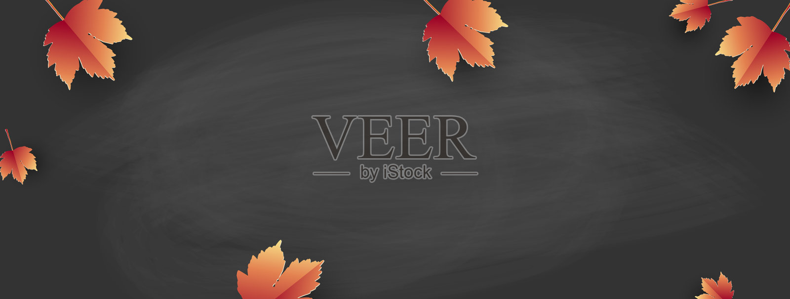 回到学校-学校董事会与秋天的树叶插画图片素材