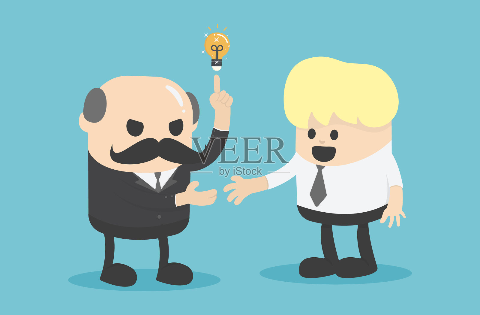 两名商人找到了解决办法，人们抱着插画图片素材