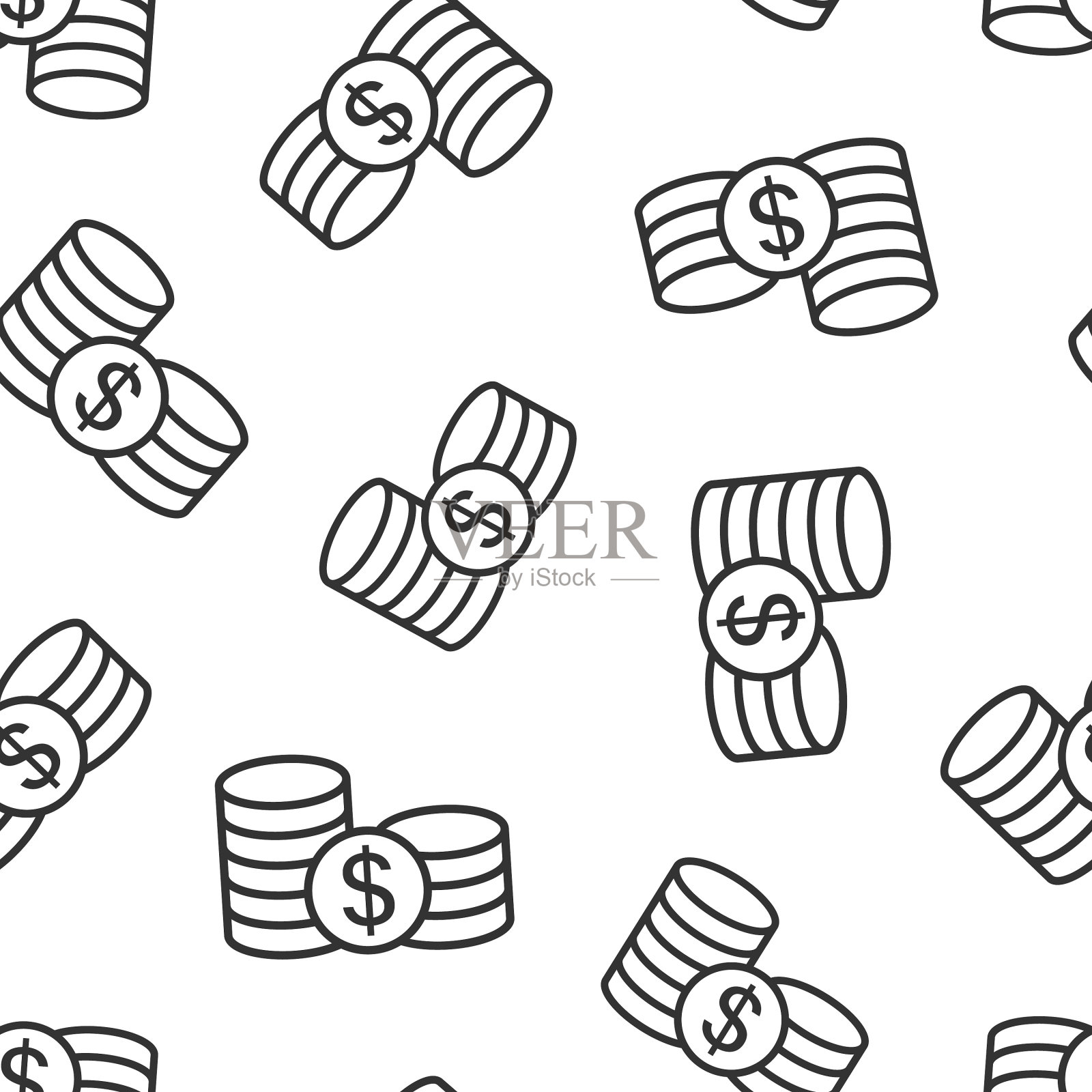 硬币堆叠图标在平式美元硬币上插画图片素材