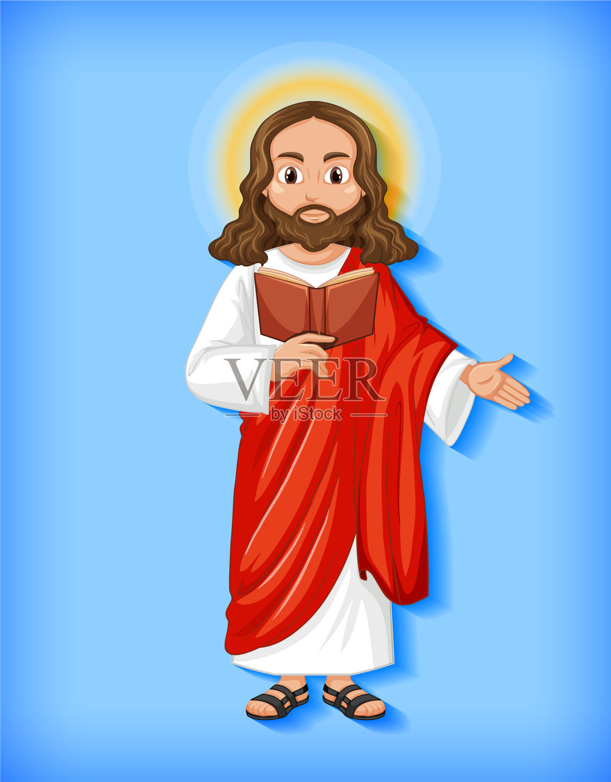 孤立的耶稣卡通形象插画图片素材