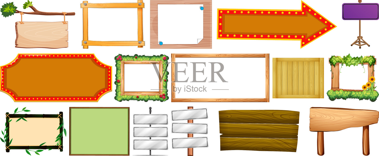 设置各种类型的招牌横幅设计元素图片