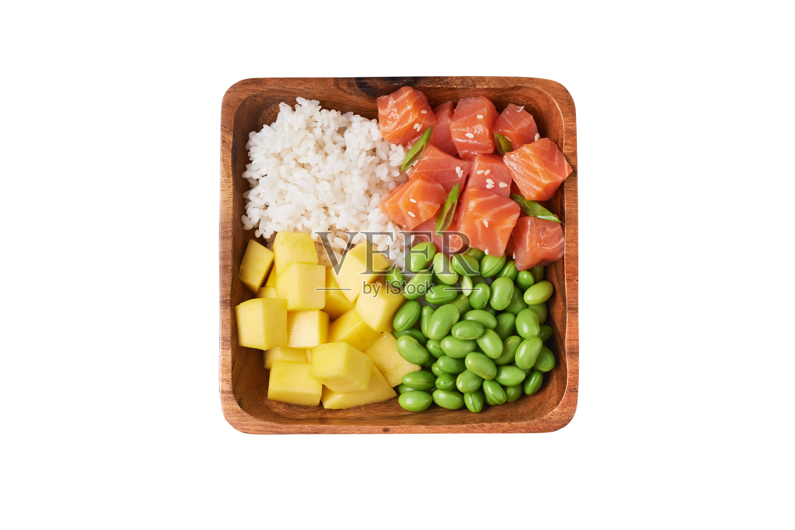 夹三文鱼的波克碗照片摄影图片