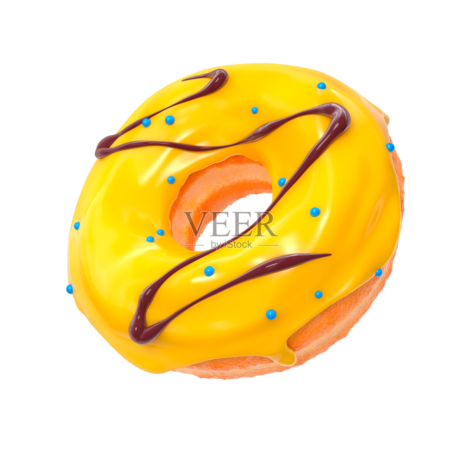 在白色背景上撒满糖屑的甜甜圈旋转了四分之三照片摄影图片