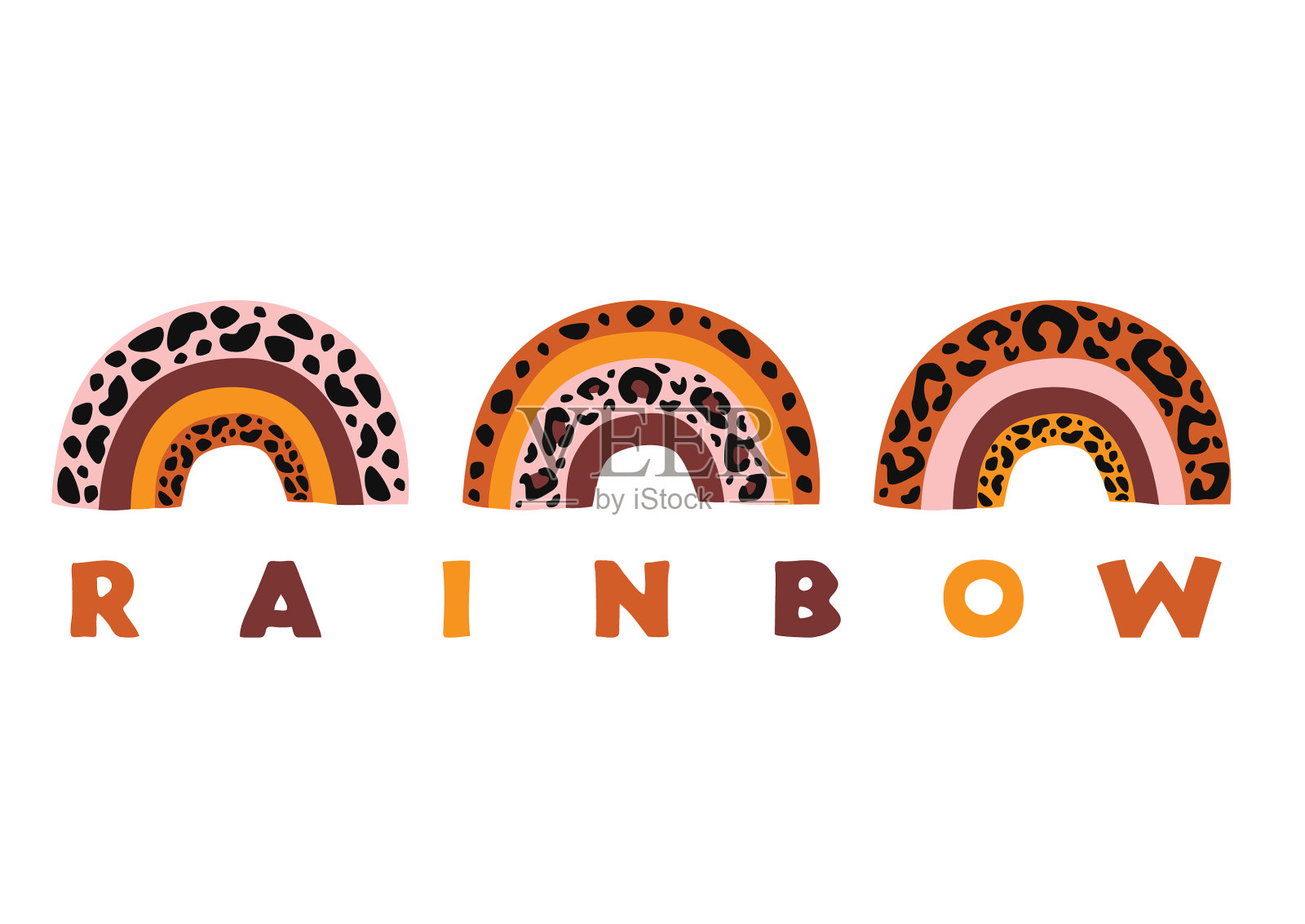 海报上有三只彩虹豹插画图片素材