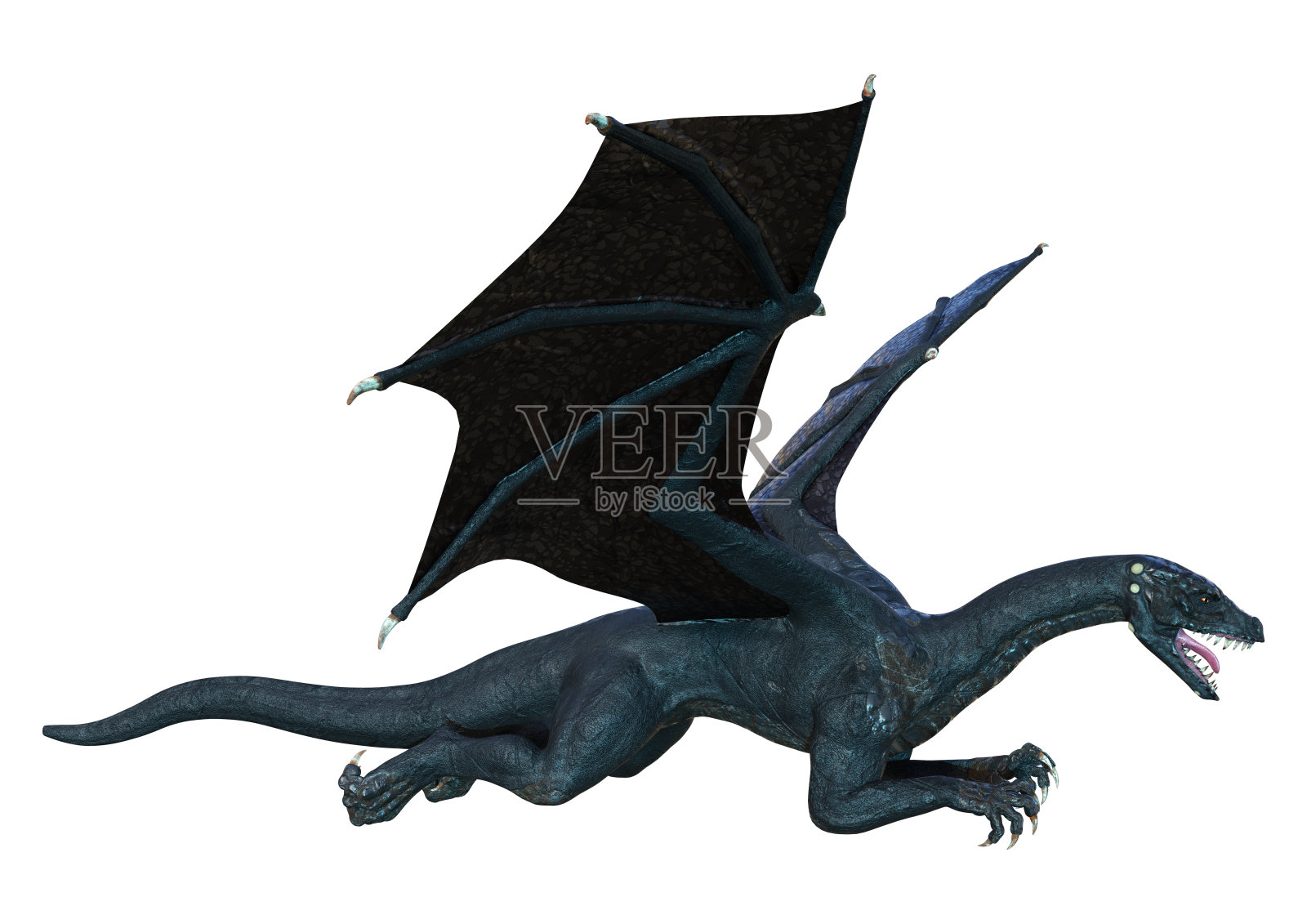 3D插图幻想龙在白色照片摄影图片