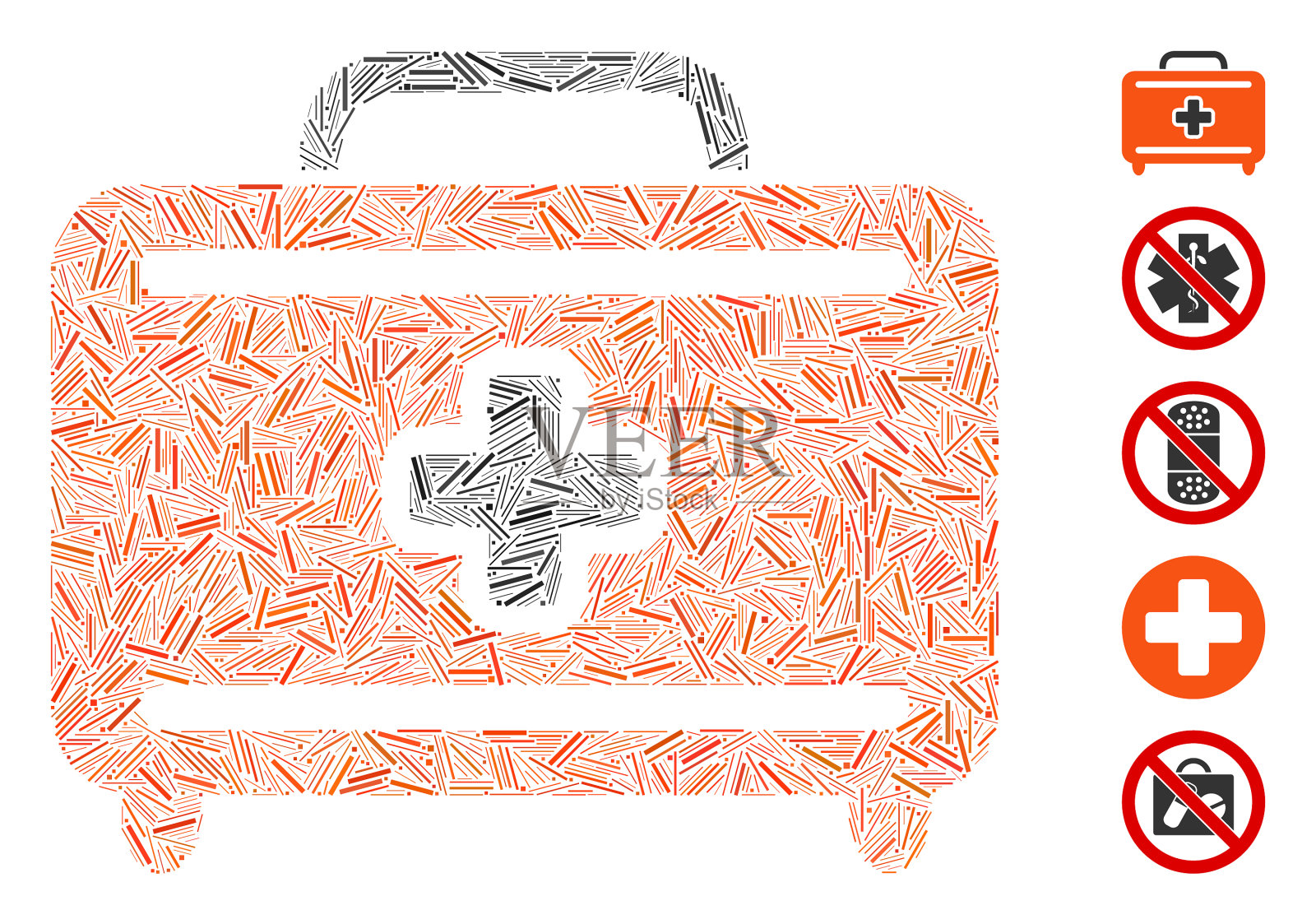 Dash马赛克医疗行李图标插画图片素材