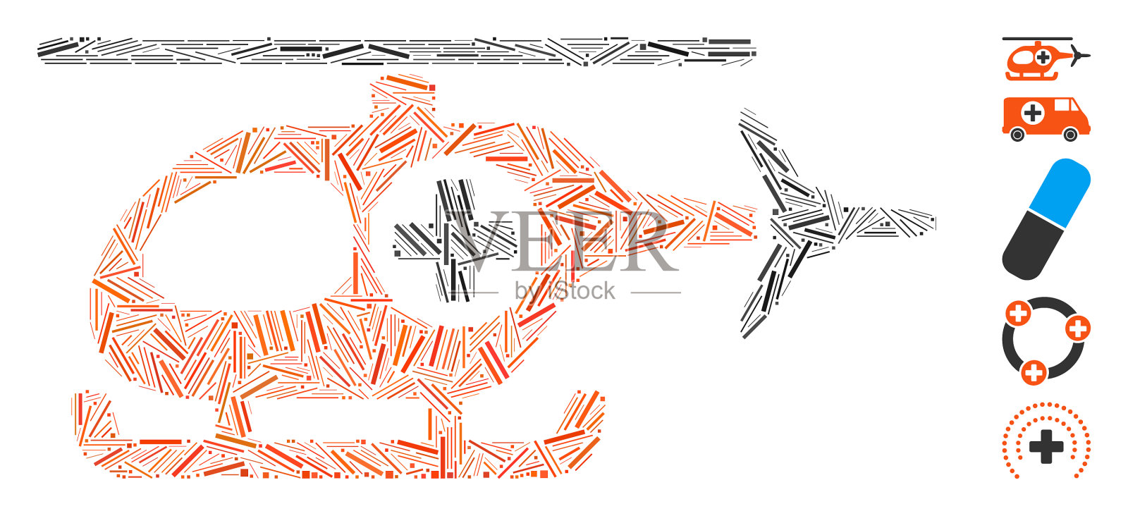 Dash Mosaic医疗直升机图标插画图片素材
