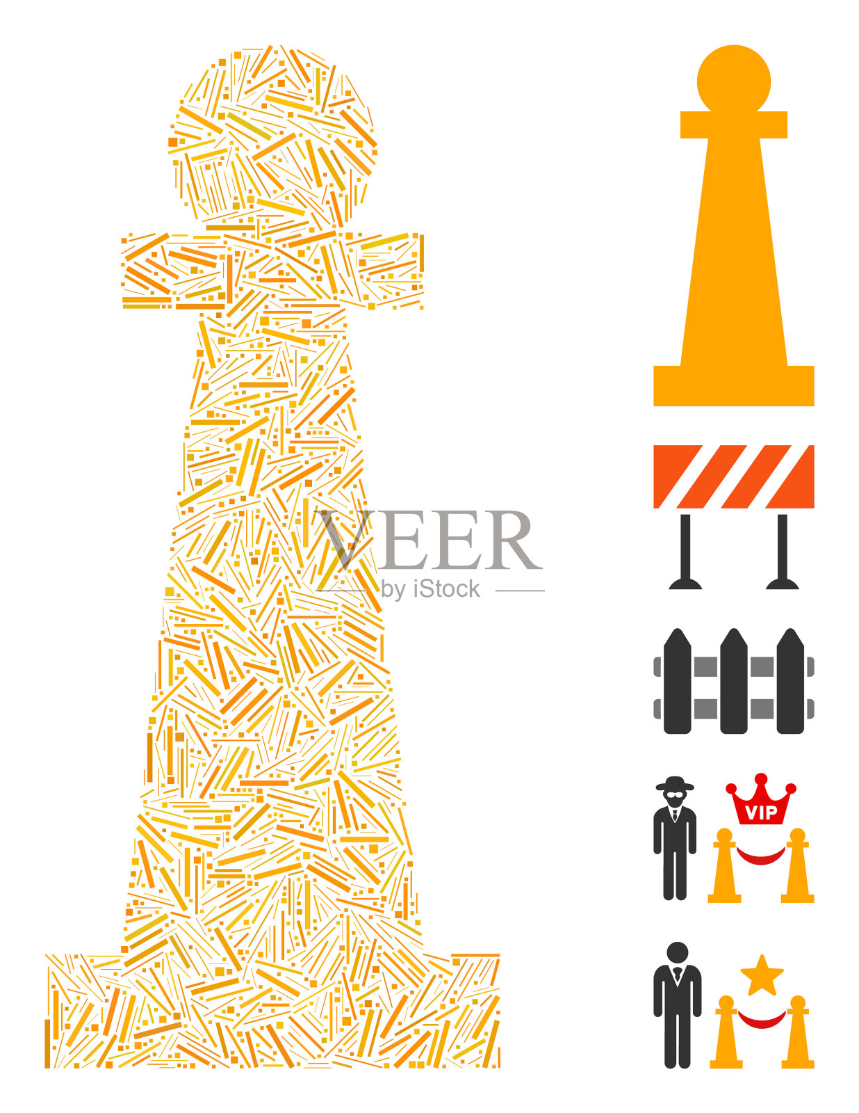 破折号拼贴柱图标插画图片素材