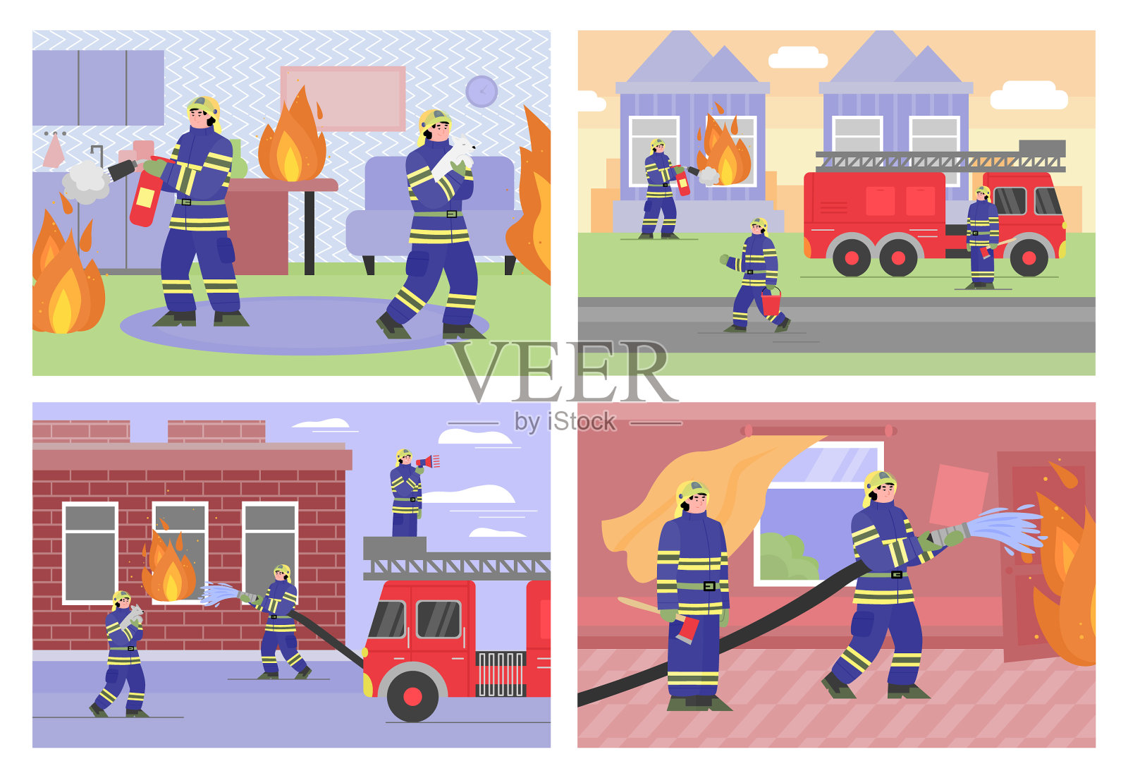 设置平消防队员插画图片素材