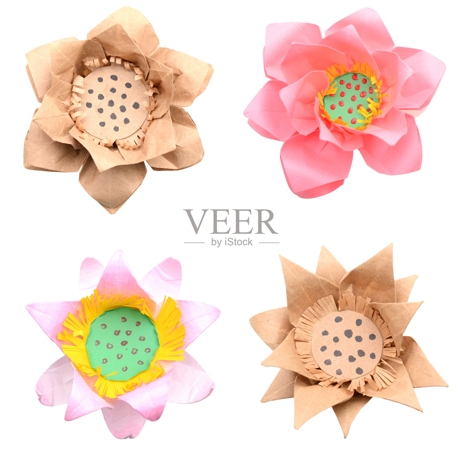 一套彩色荷花折纸照片摄影图片