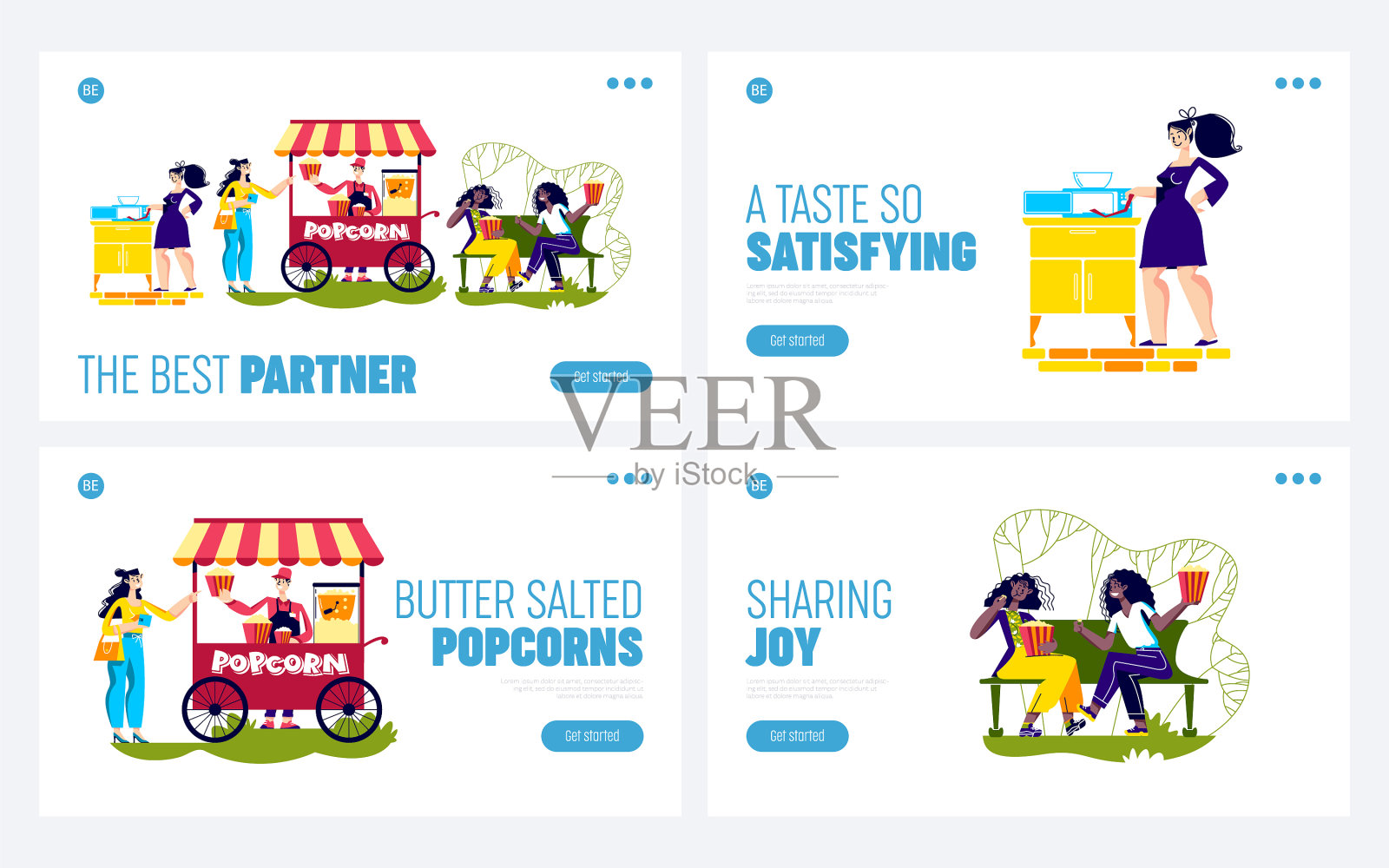 设置登陆页与人们享受爆米花设计模板素材