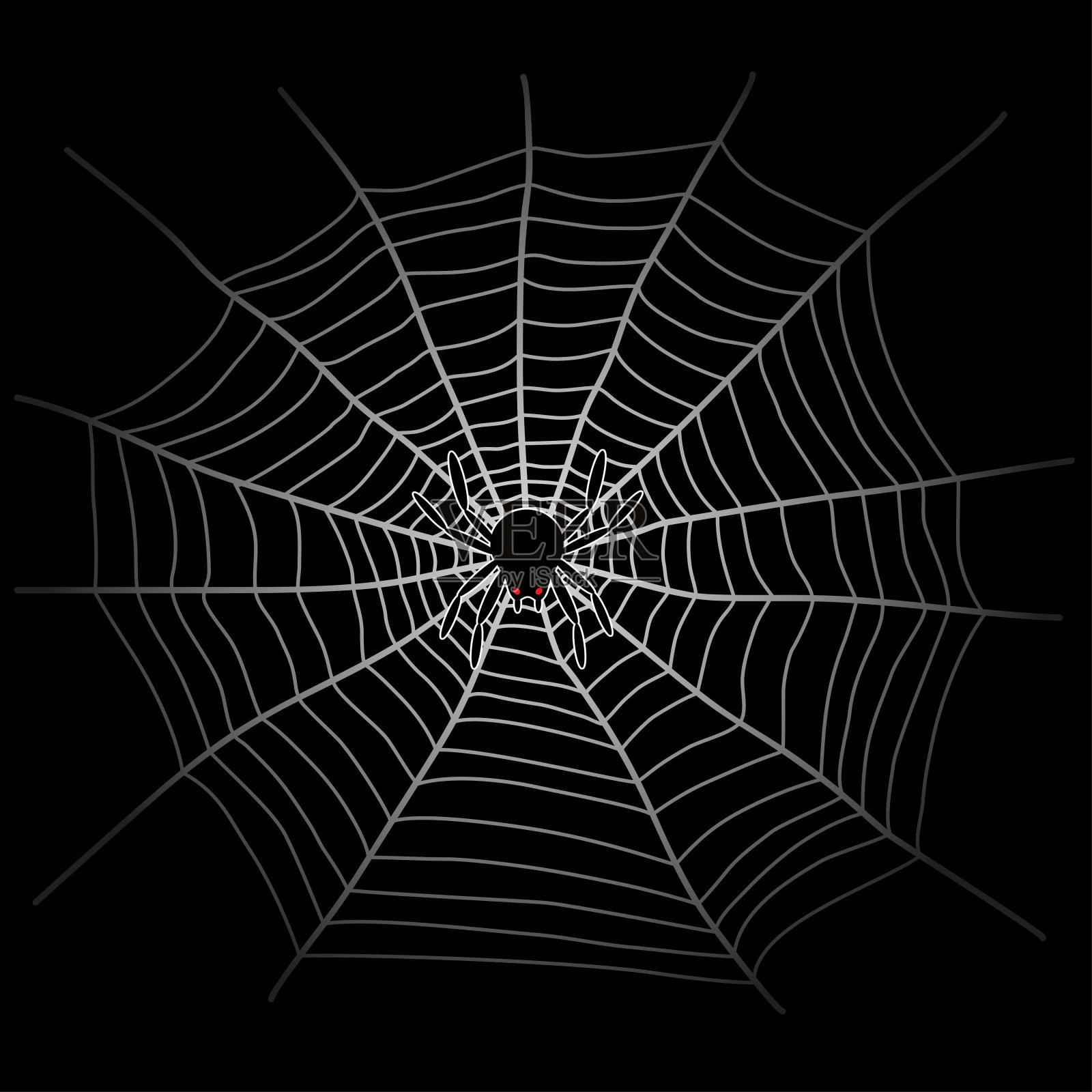 蜘蛛网和蜘蛛在黑暗中插画图片素材