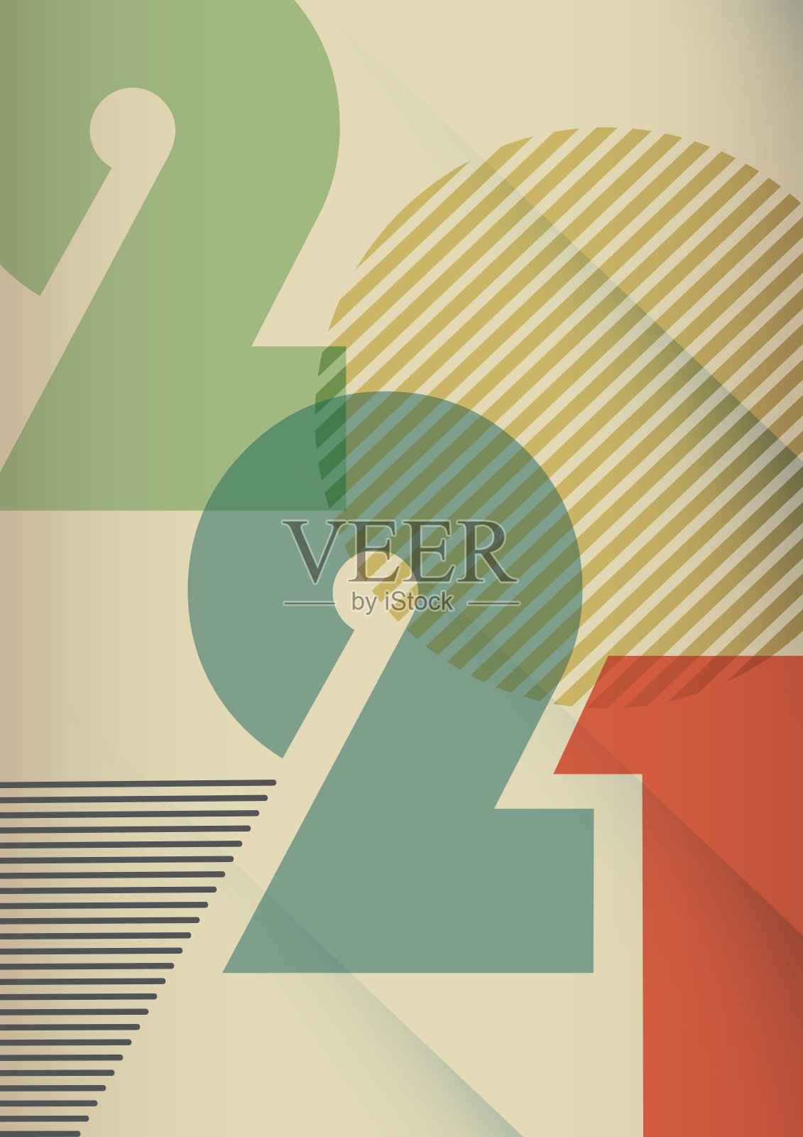 创意当代概念2021快乐新年海报设计模板与印刷标志2021。极简时尚的背景品牌，横幅，封面，贺卡插画图片素材