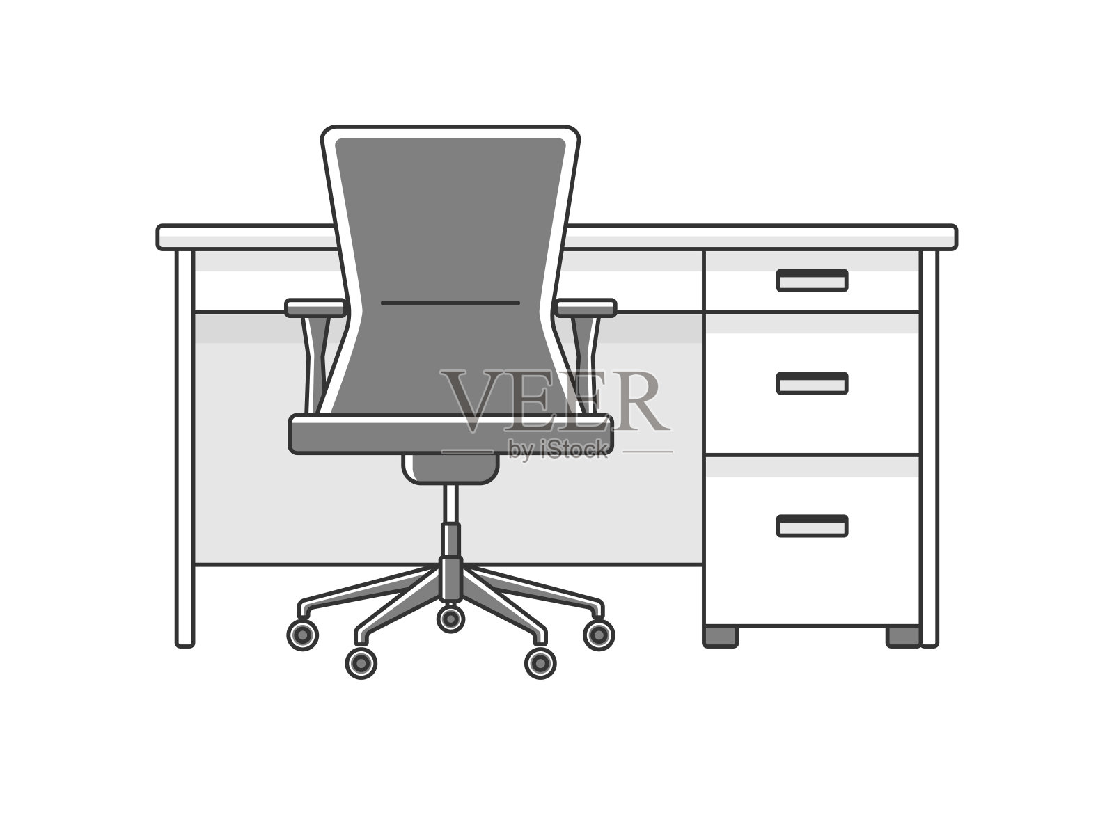 一张办公桌的插图。插画图片素材